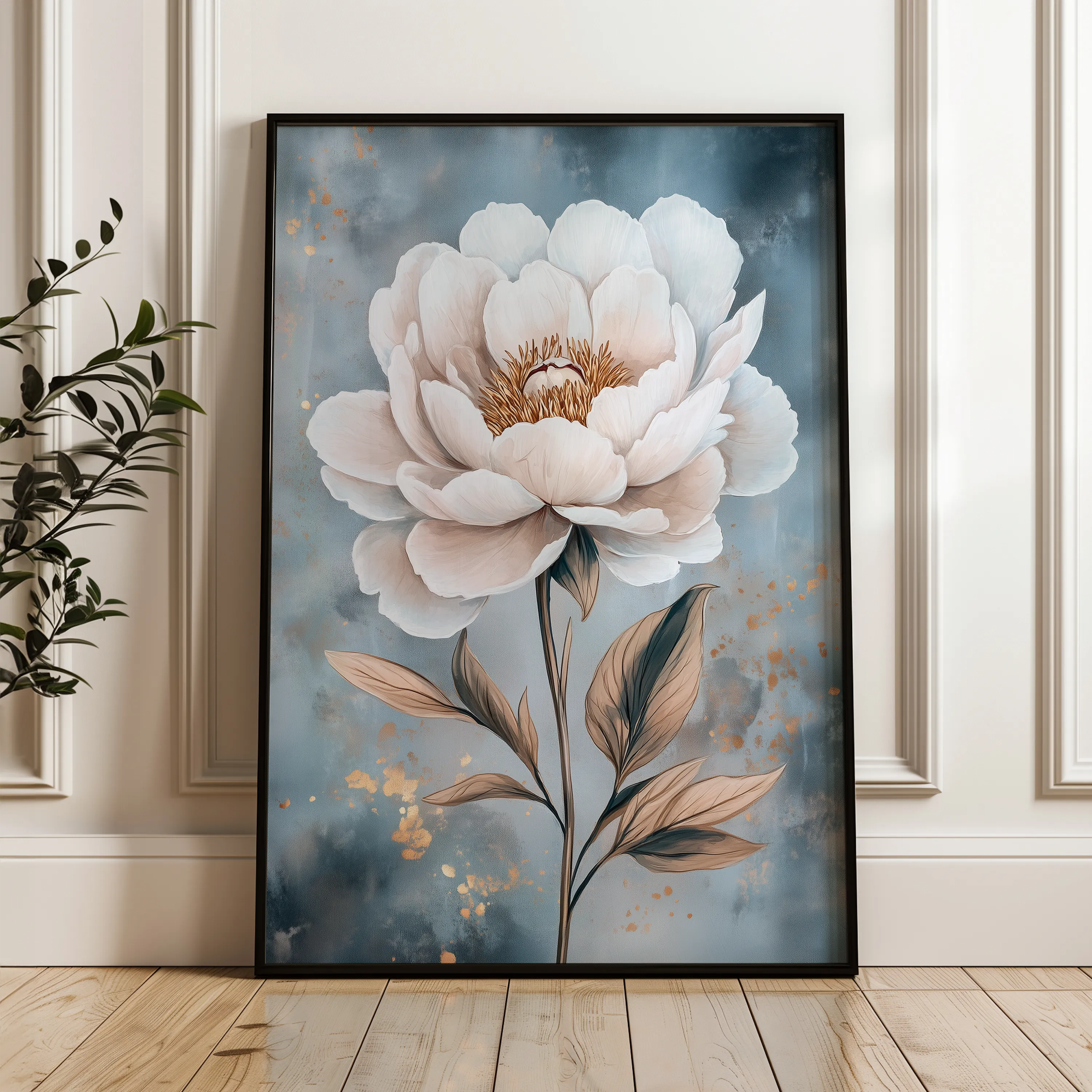 Floral 1527 Canvas Art 60 x 40 cm / Black