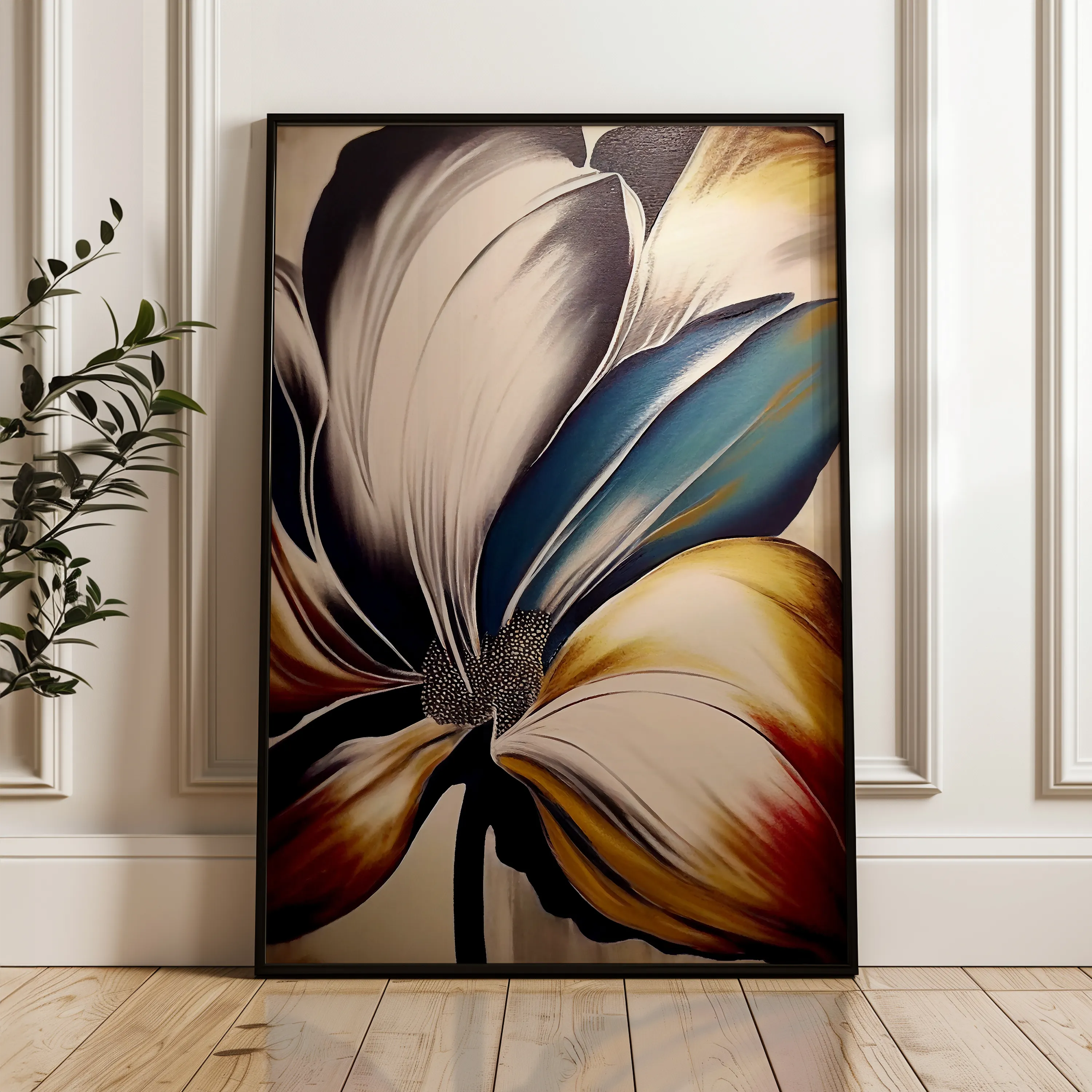 Floral 153 Canvas Art 60 x 40 cm / Black