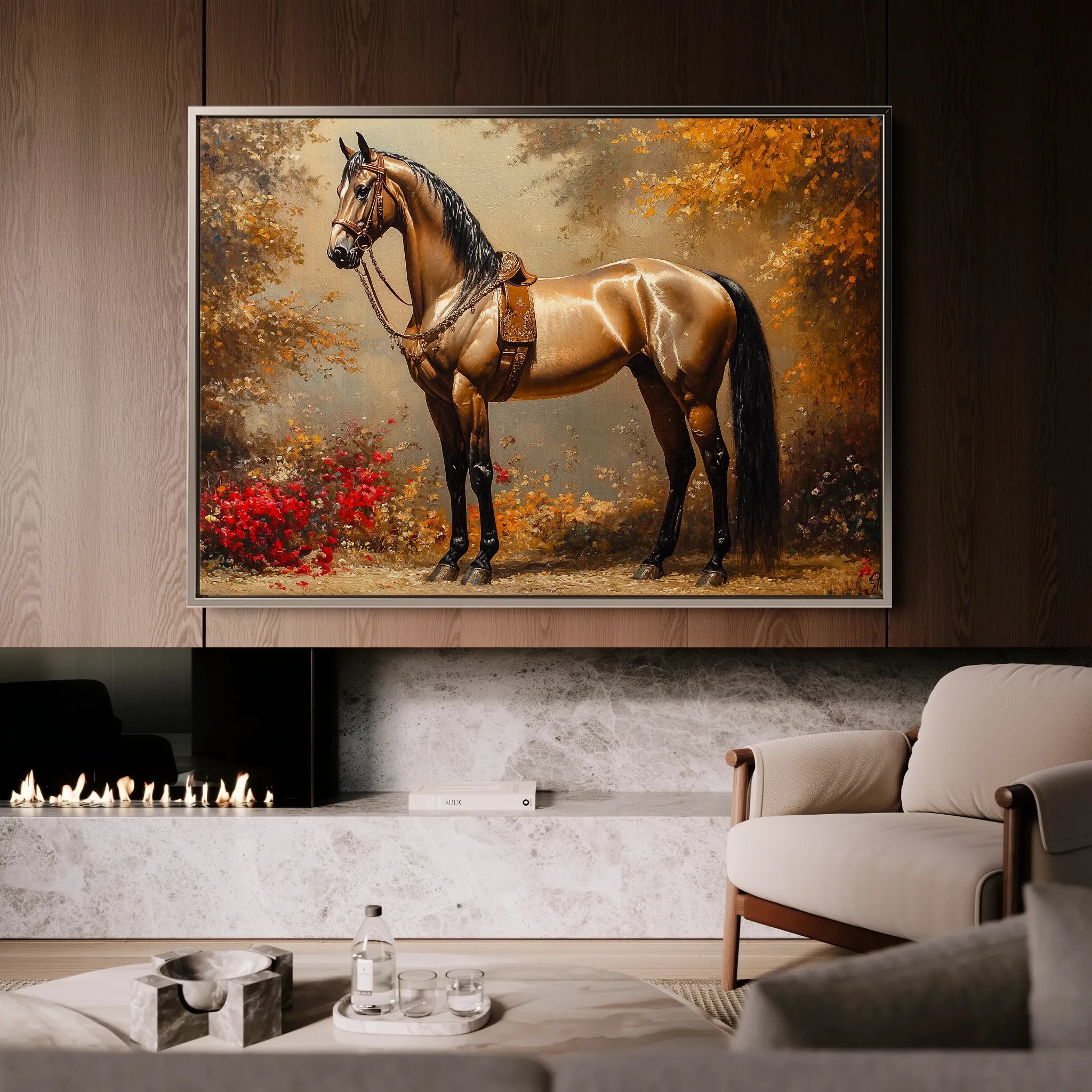 Horses 153 Canvas Art 60 x 40 cm / Black