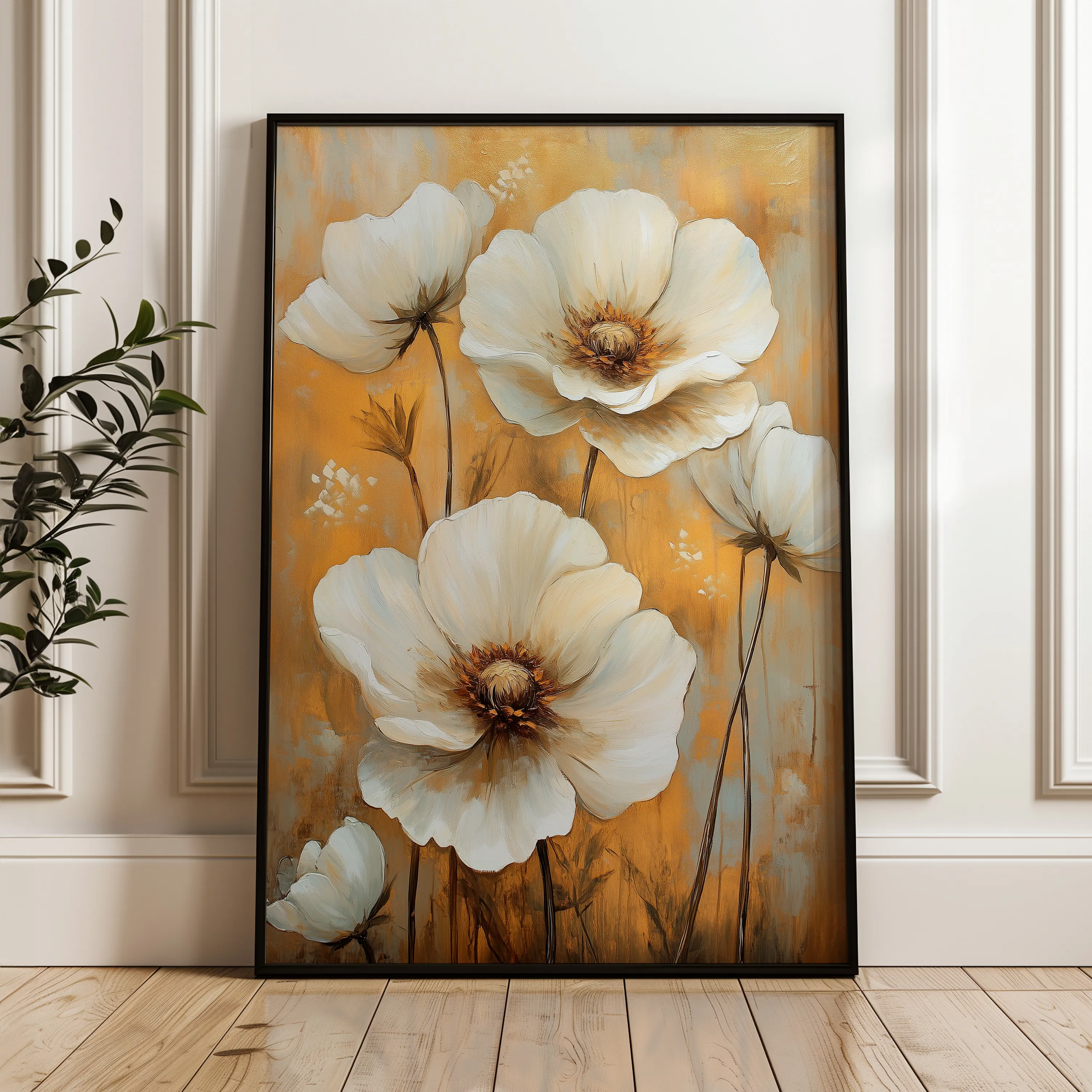 Floral 1531 Canvas Art 60 x 40 cm / Black