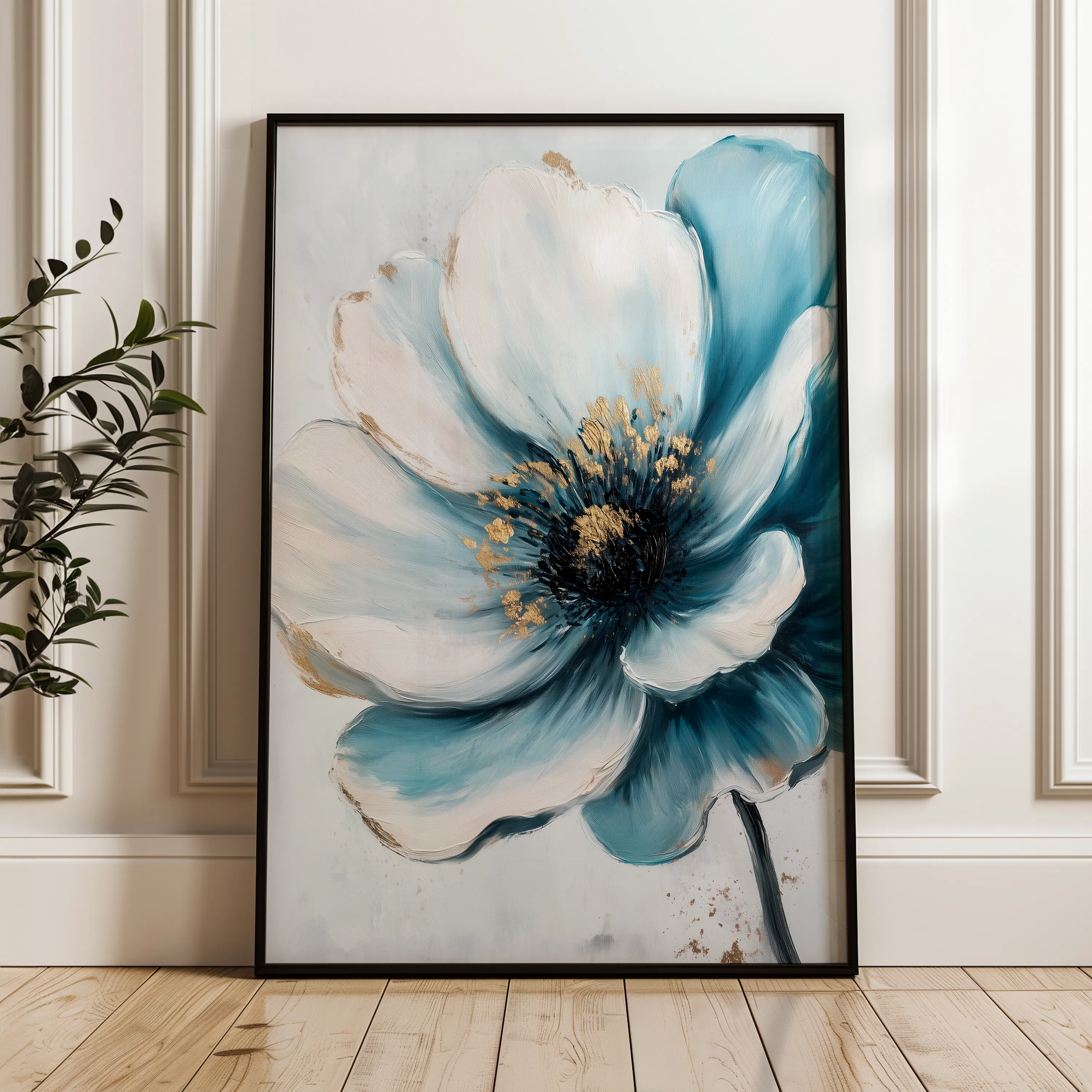 Floral 1532 Canvas Art 60 x 40 cm / Black
