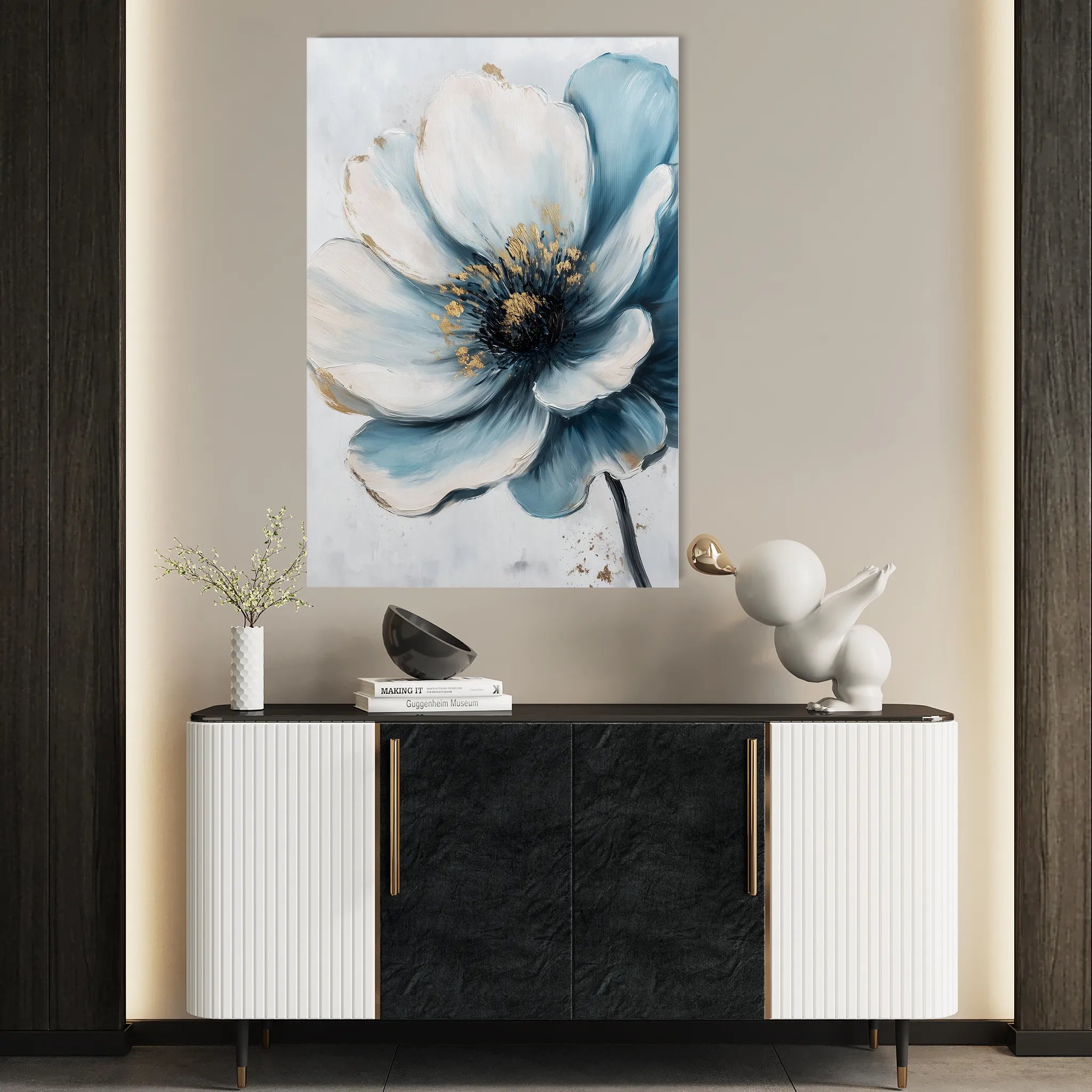 Floral 1532 Canvas Art 60 x 40 cm / Black