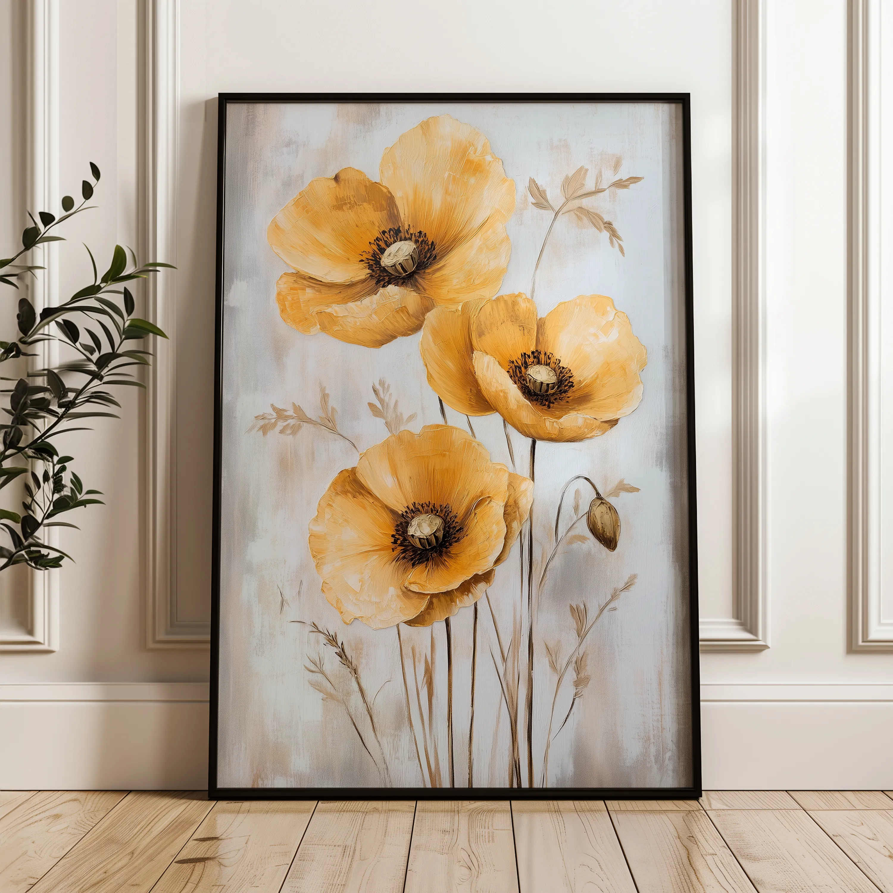 Floral 1535 Canvas Art 60 x 40 cm / Black