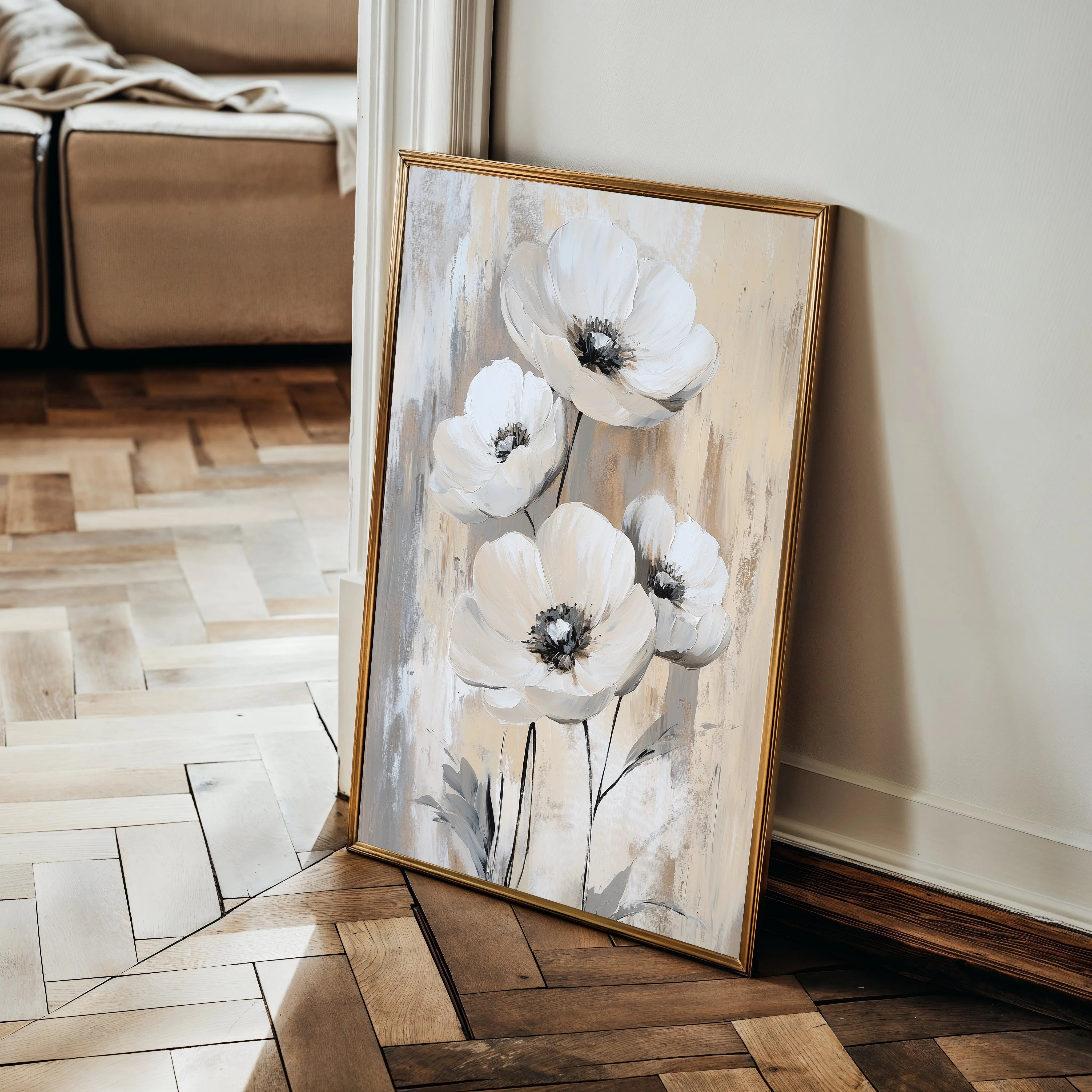 Floral 1536 Canvas Art 60 x 40 cm / Black