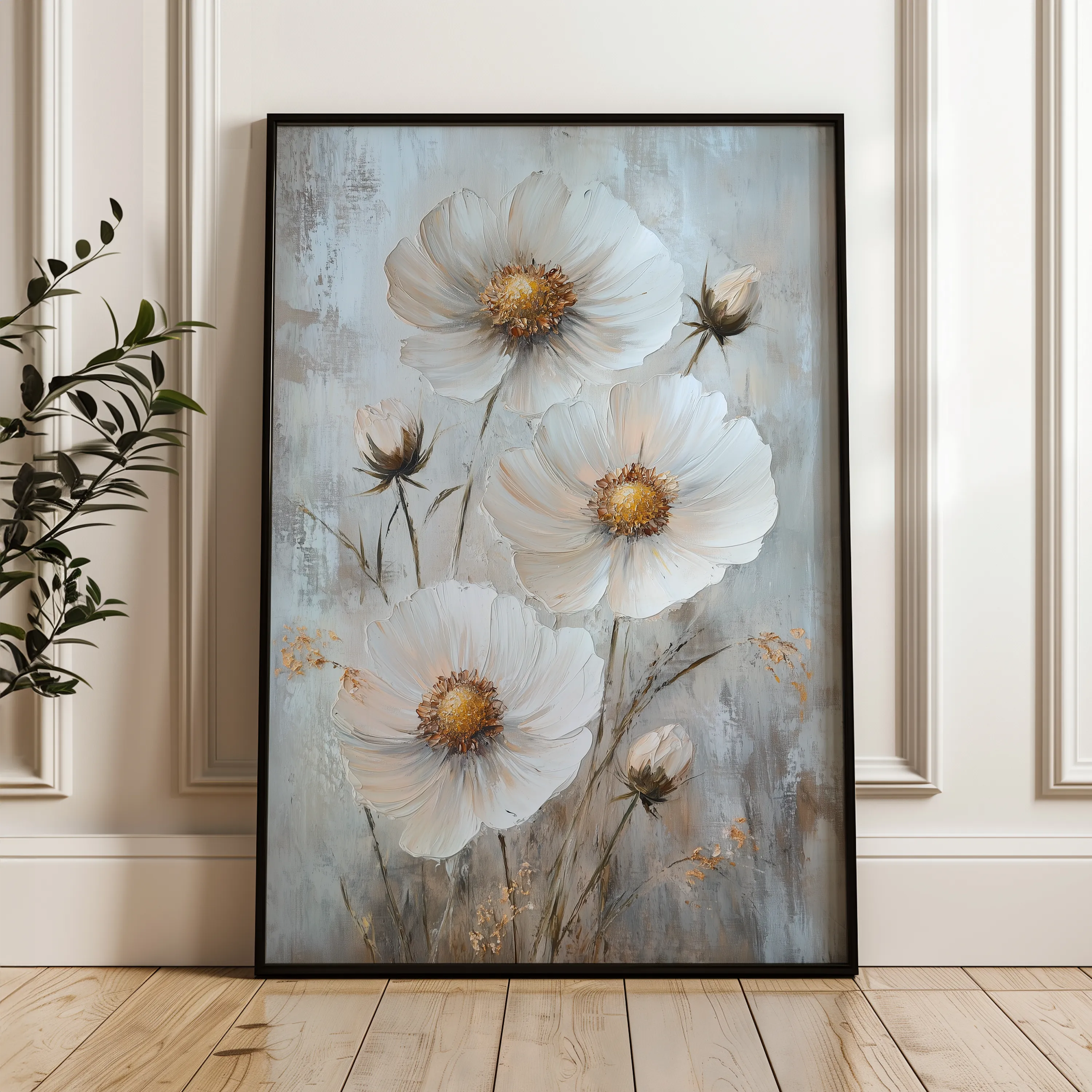 Floral 1538 Canvas Art 60 x 40 cm / Black