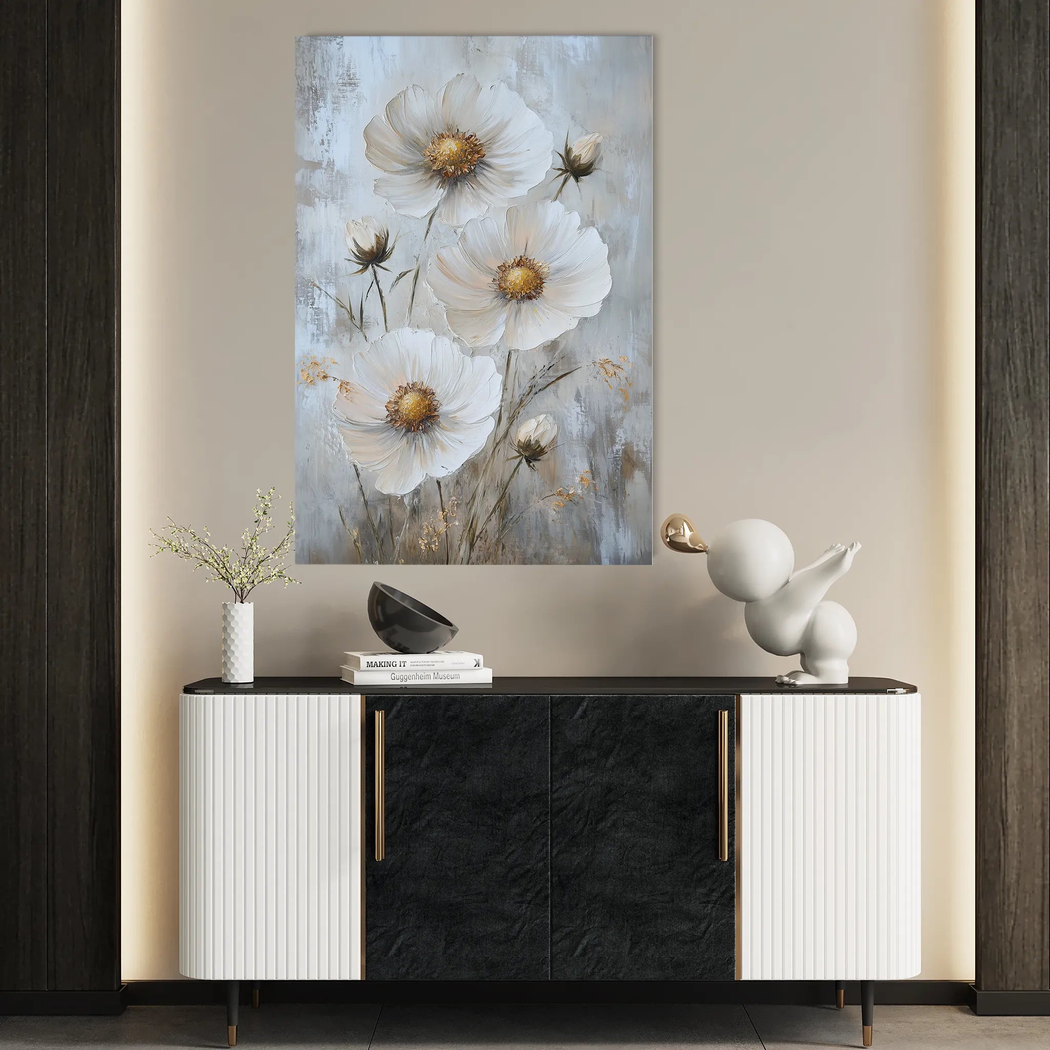 Floral 1538 Canvas Art 60 x 40 cm / Black