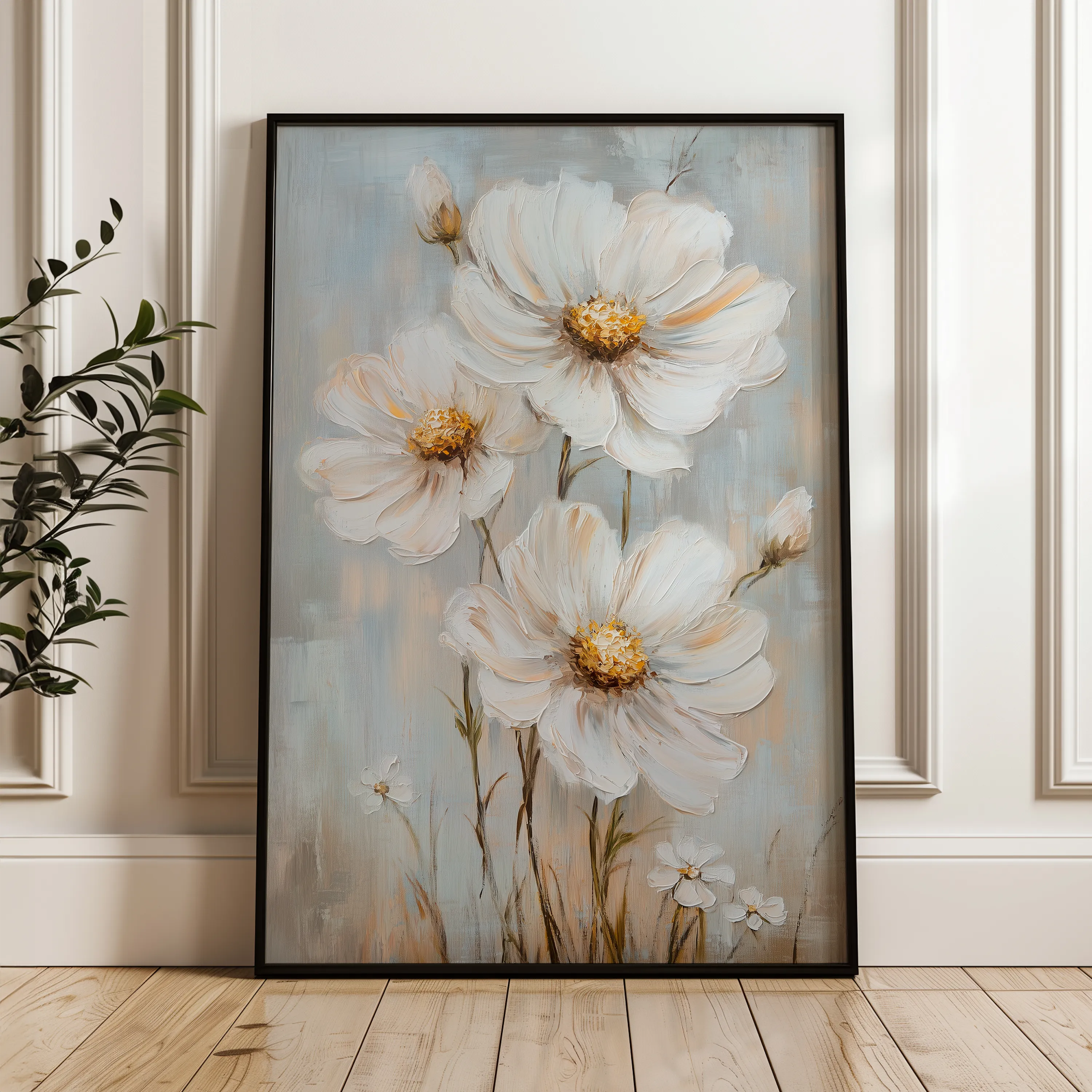 Floral 1539 Canvas Art 60 x 40 cm / Black