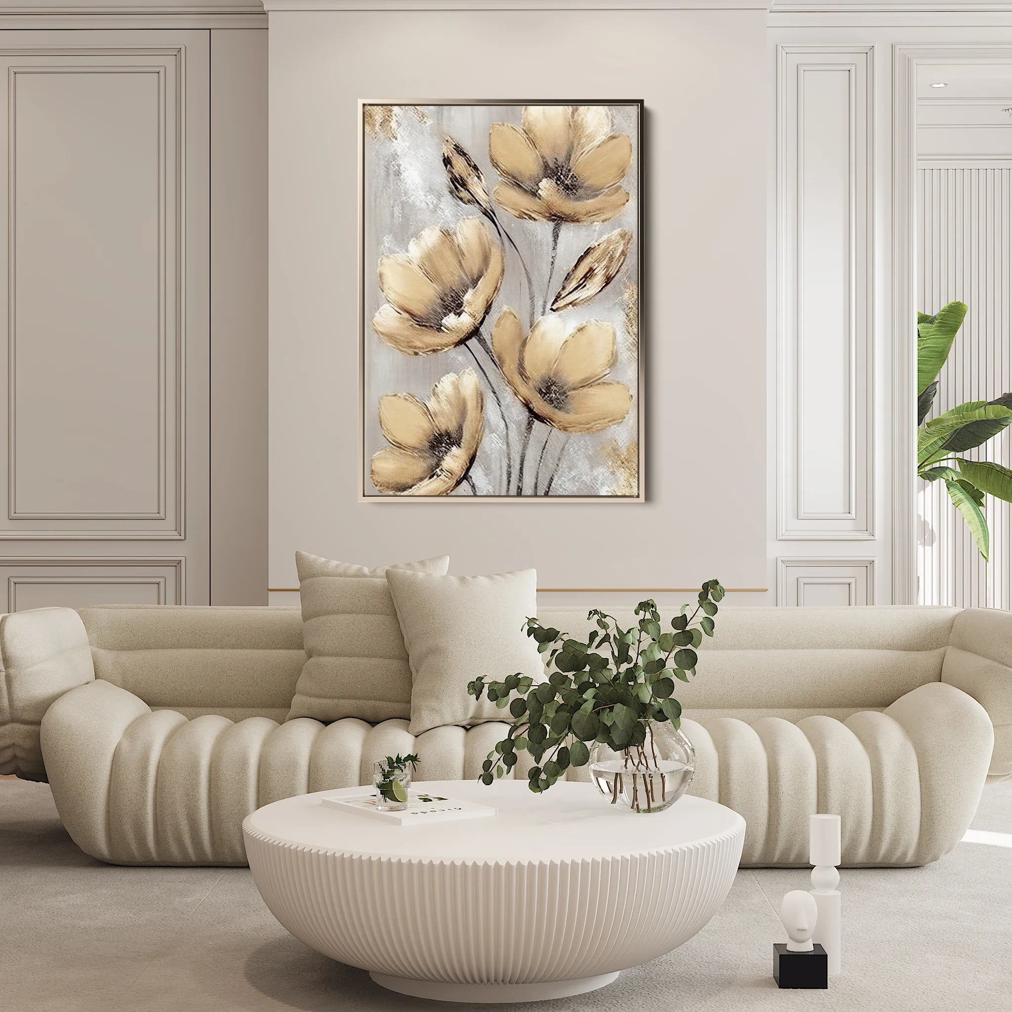 Floral 154 Canvas Art 60 x 40 cm / Black