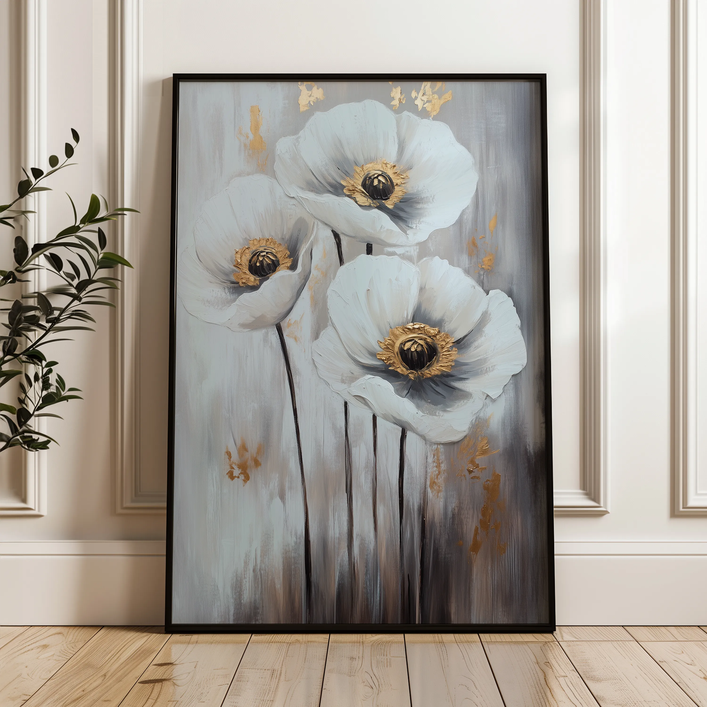 Floral 1541 Canvas Art 60 x 40 cm / Black