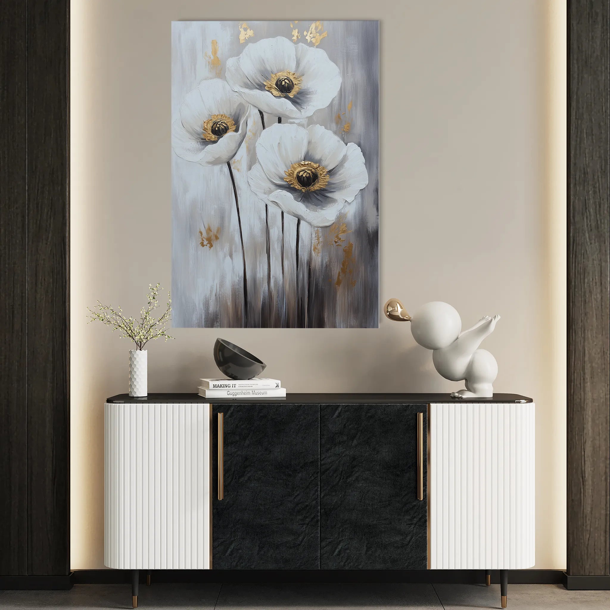 Floral 1541 Canvas Art 60 x 40 cm / Black