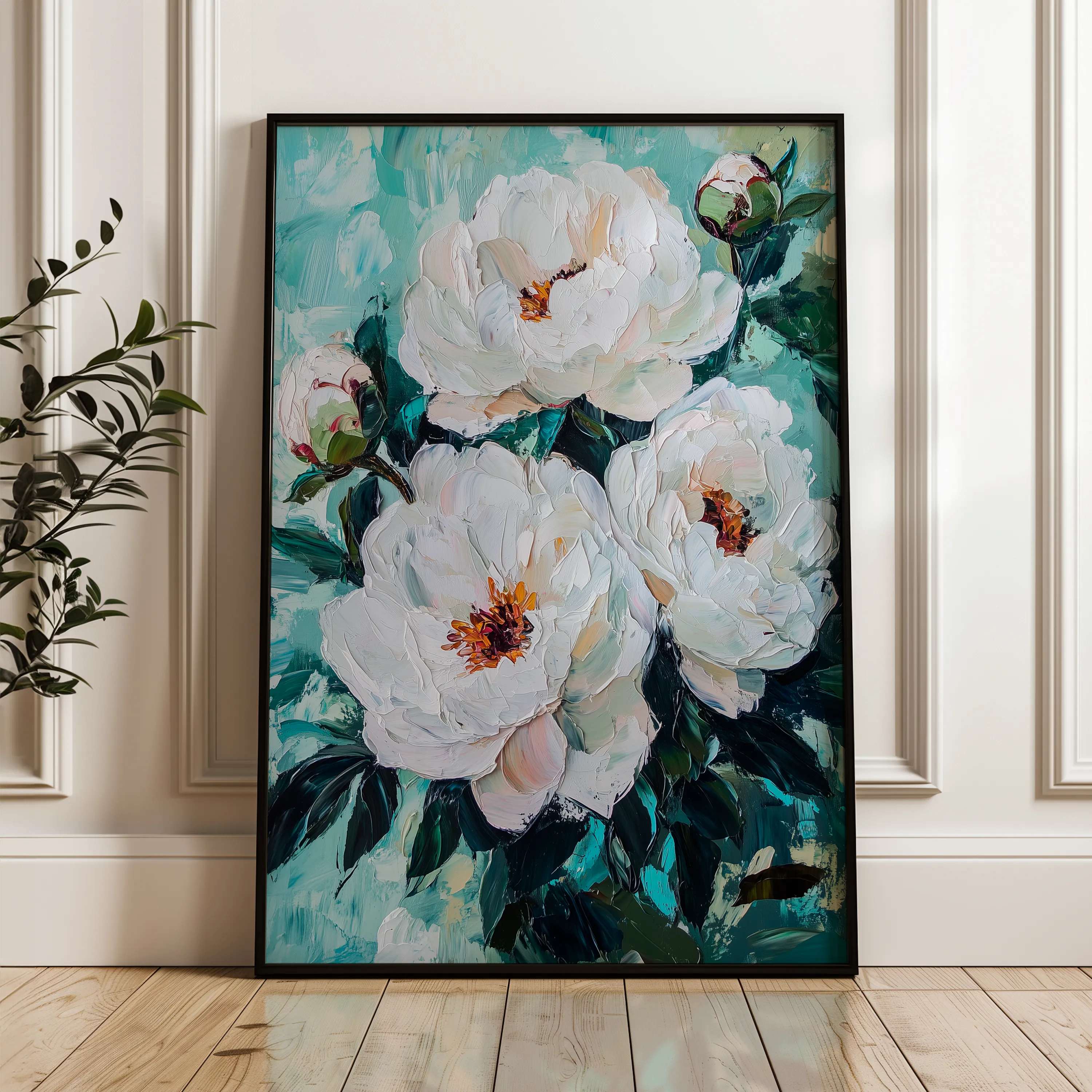 Floral 1542 Canvas Art 60 x 40 cm / Black