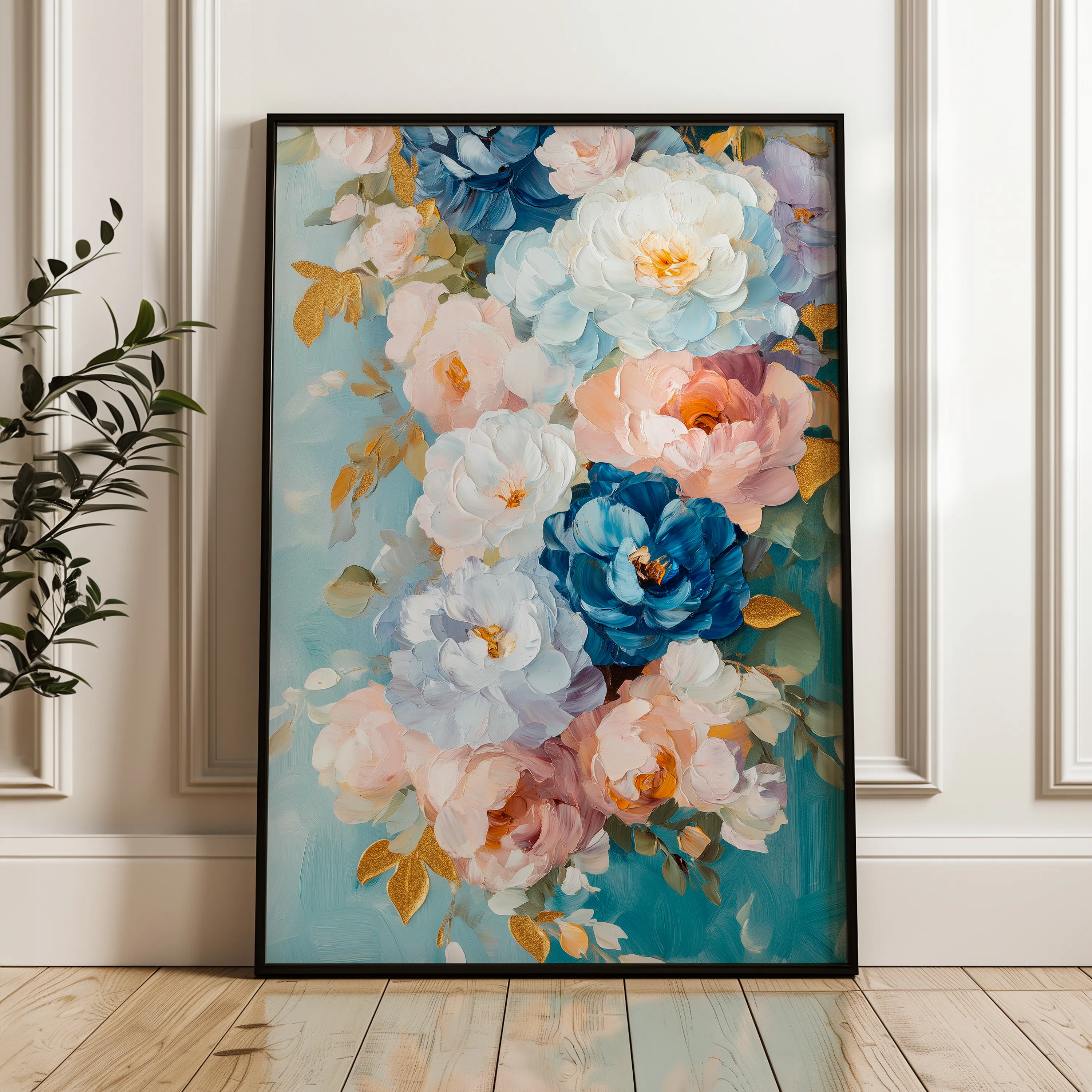Floral 1543 Canvas Art 60 x 40 cm / Black