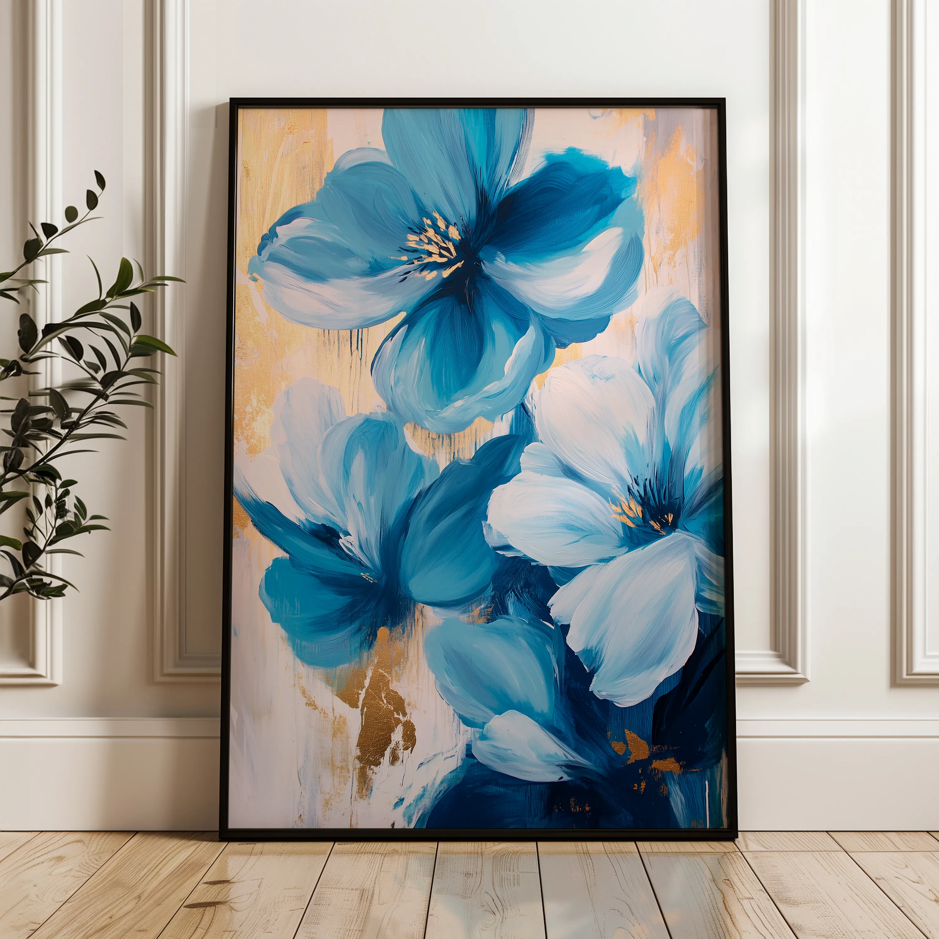 Floral 1544 Canvas Art 60 x 40 cm / Black