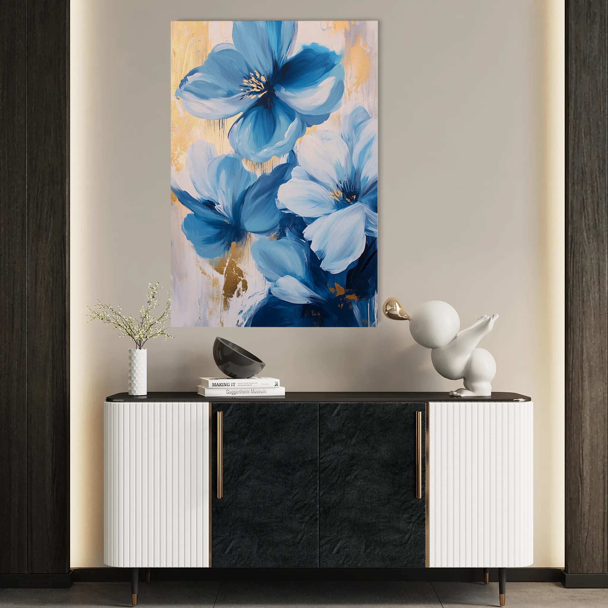 Floral 1544 Canvas Art 60 x 40 cm / Black