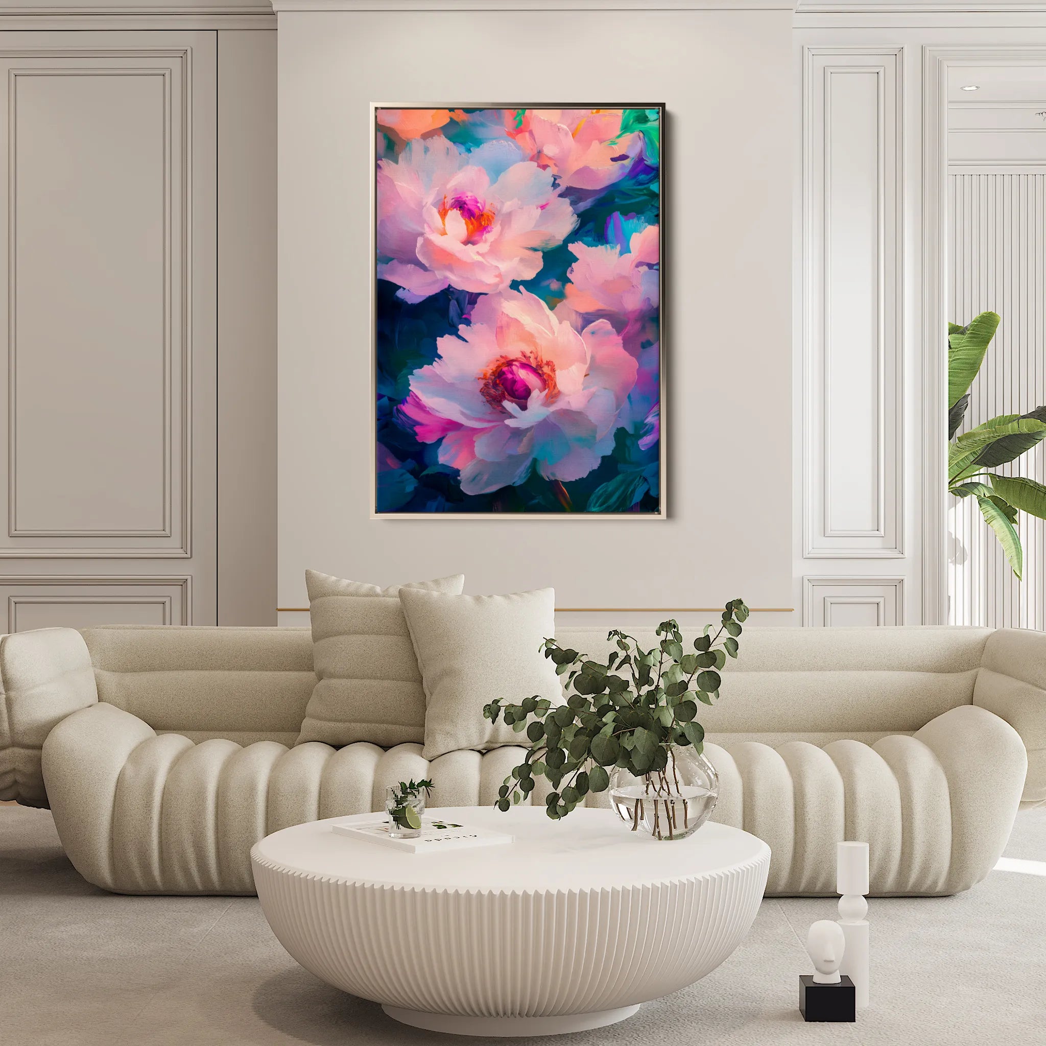 Floral 1548 Canvas Art 60 x 40 cm / Black