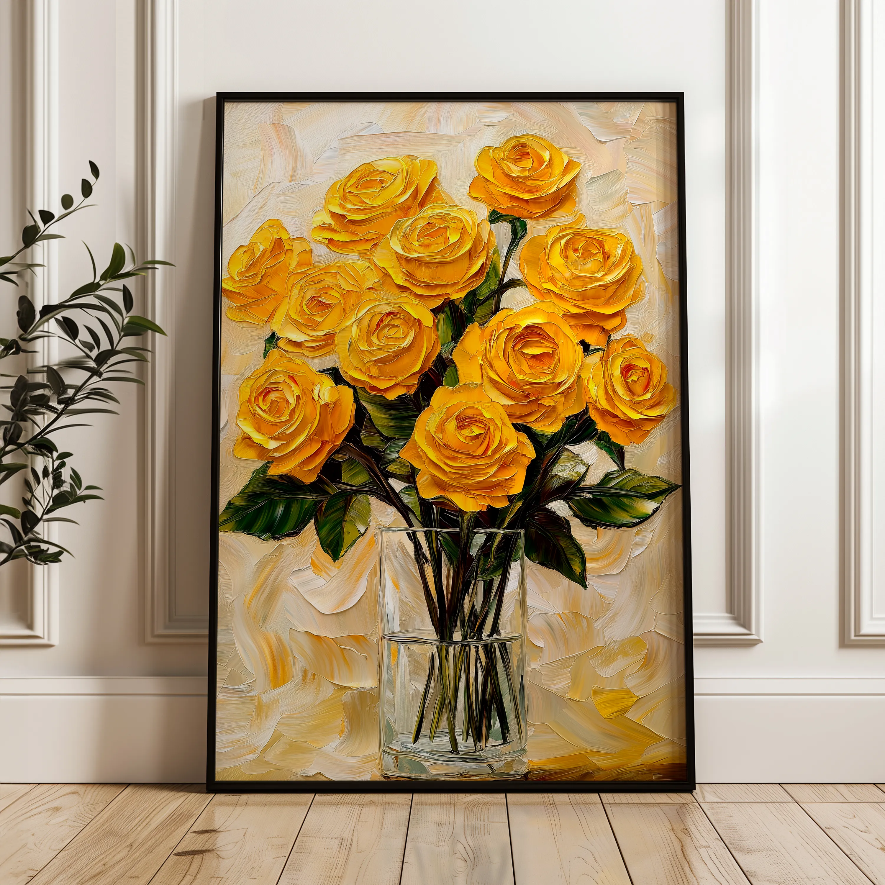Floral 1549 Canvas Art 60 x 40 cm / Black