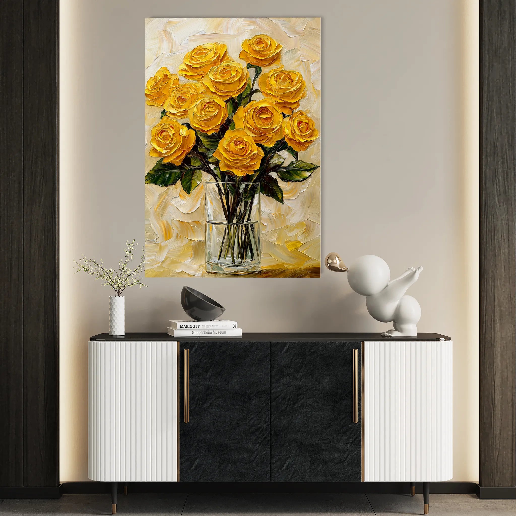 Floral 1549 Canvas Art 60 x 40 cm / Black