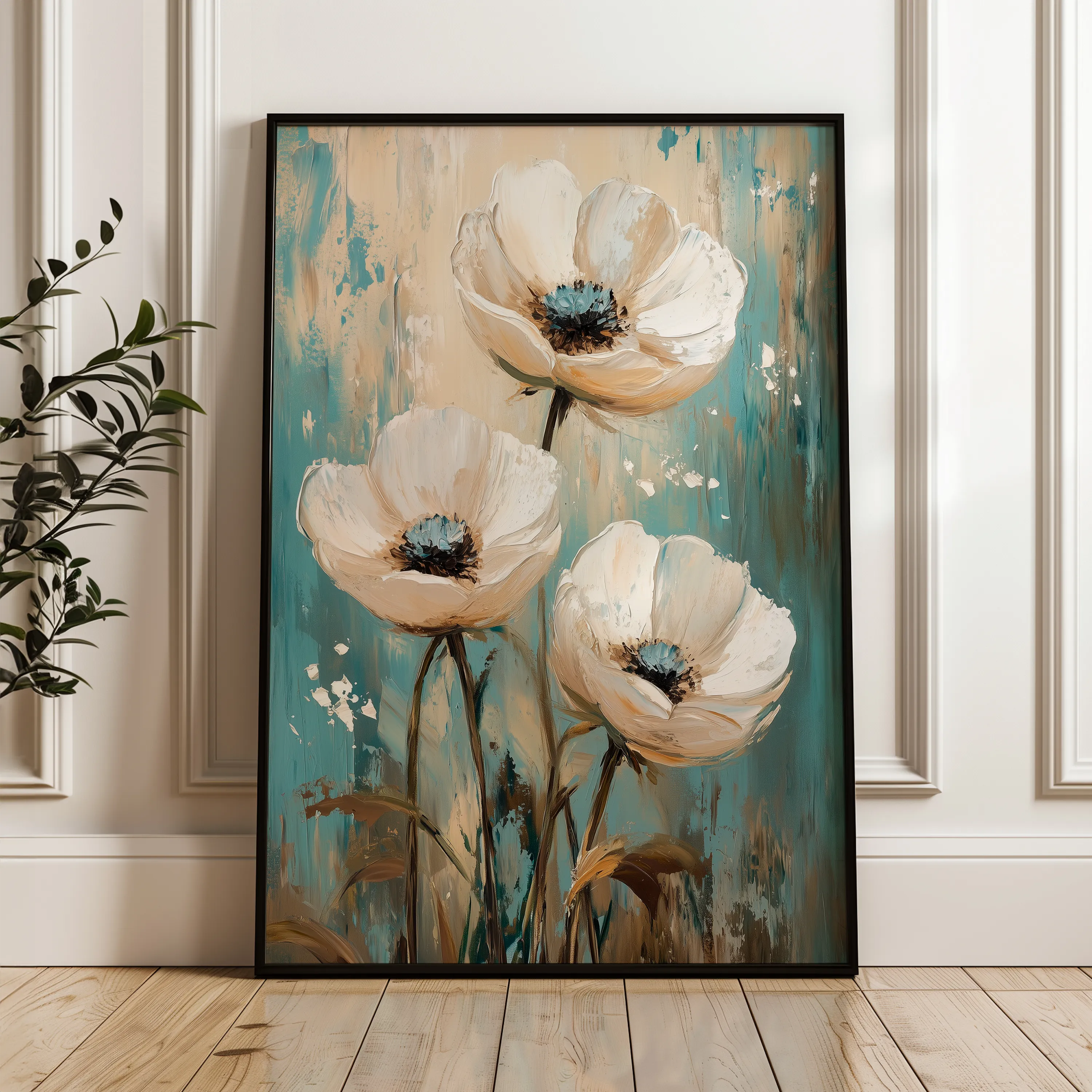 Floral 1550 Canvas Art 60 x 40 cm / Black