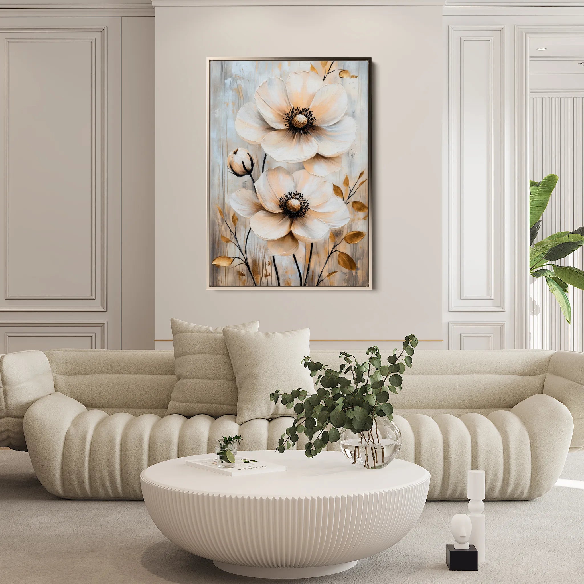 Floral 1554 Canvas Art 60 x 40 cm / Black