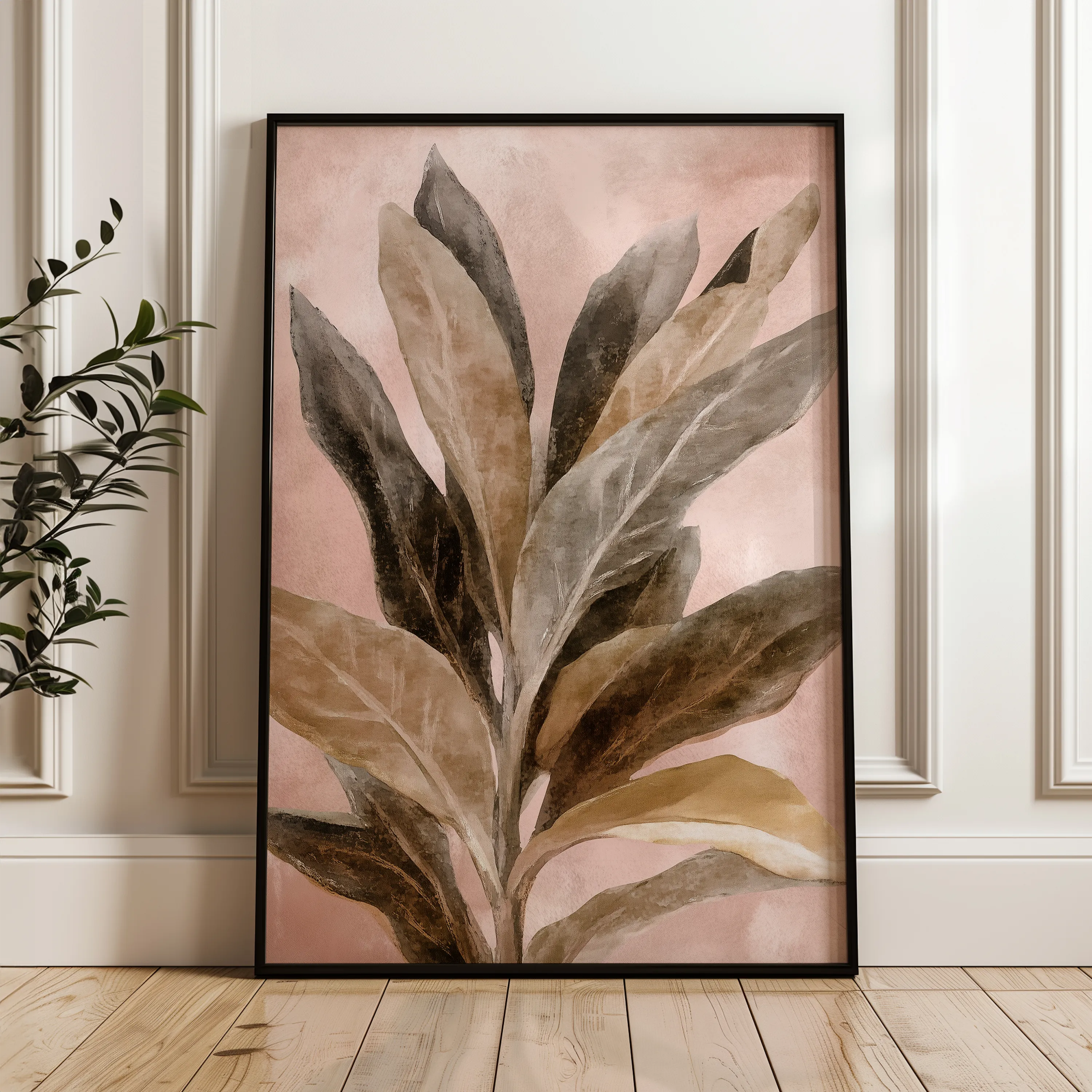 Floral 1555 Canvas Art 60 x 40 cm / Black