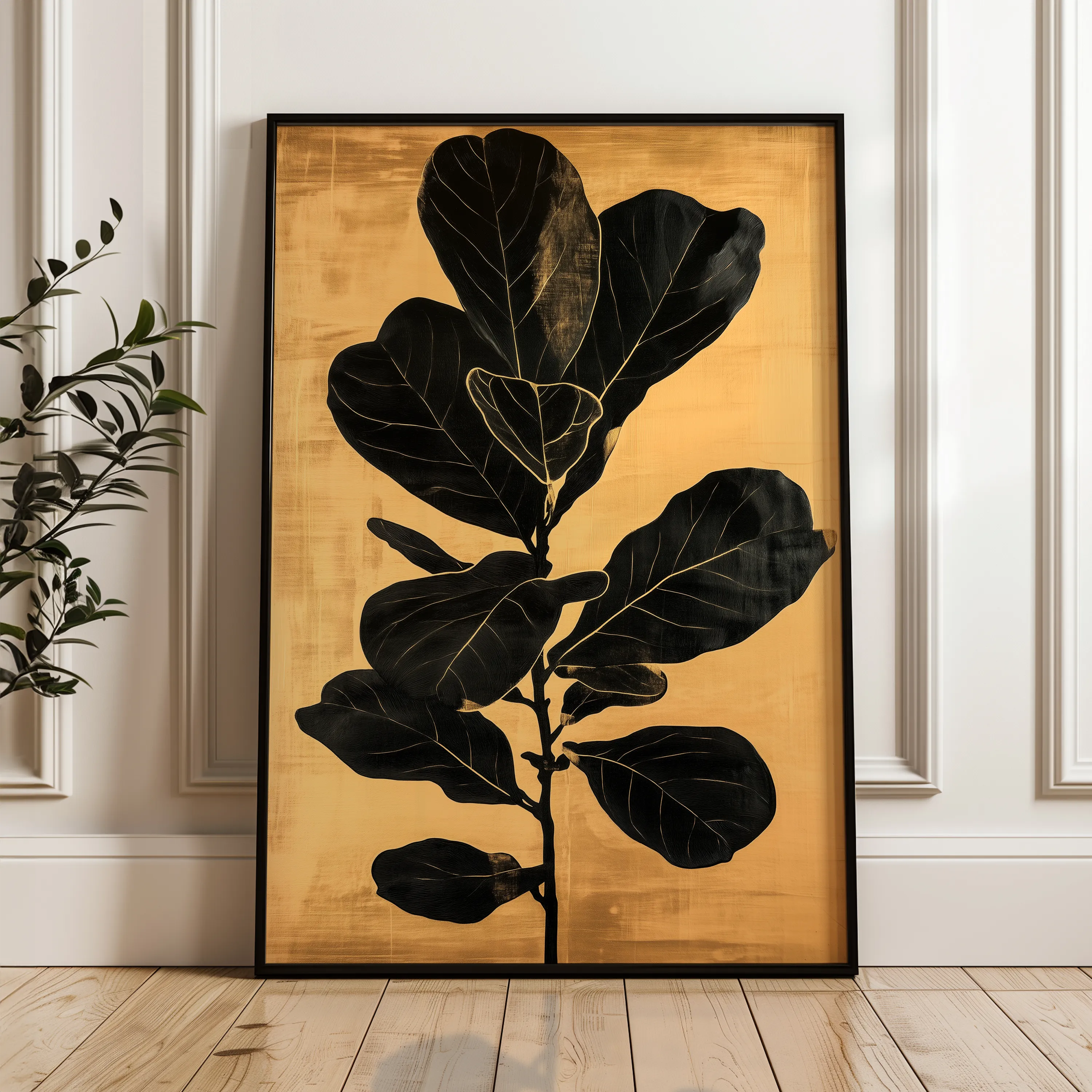 Floral 1556 Canvas Art 60 x 40 cm / Black