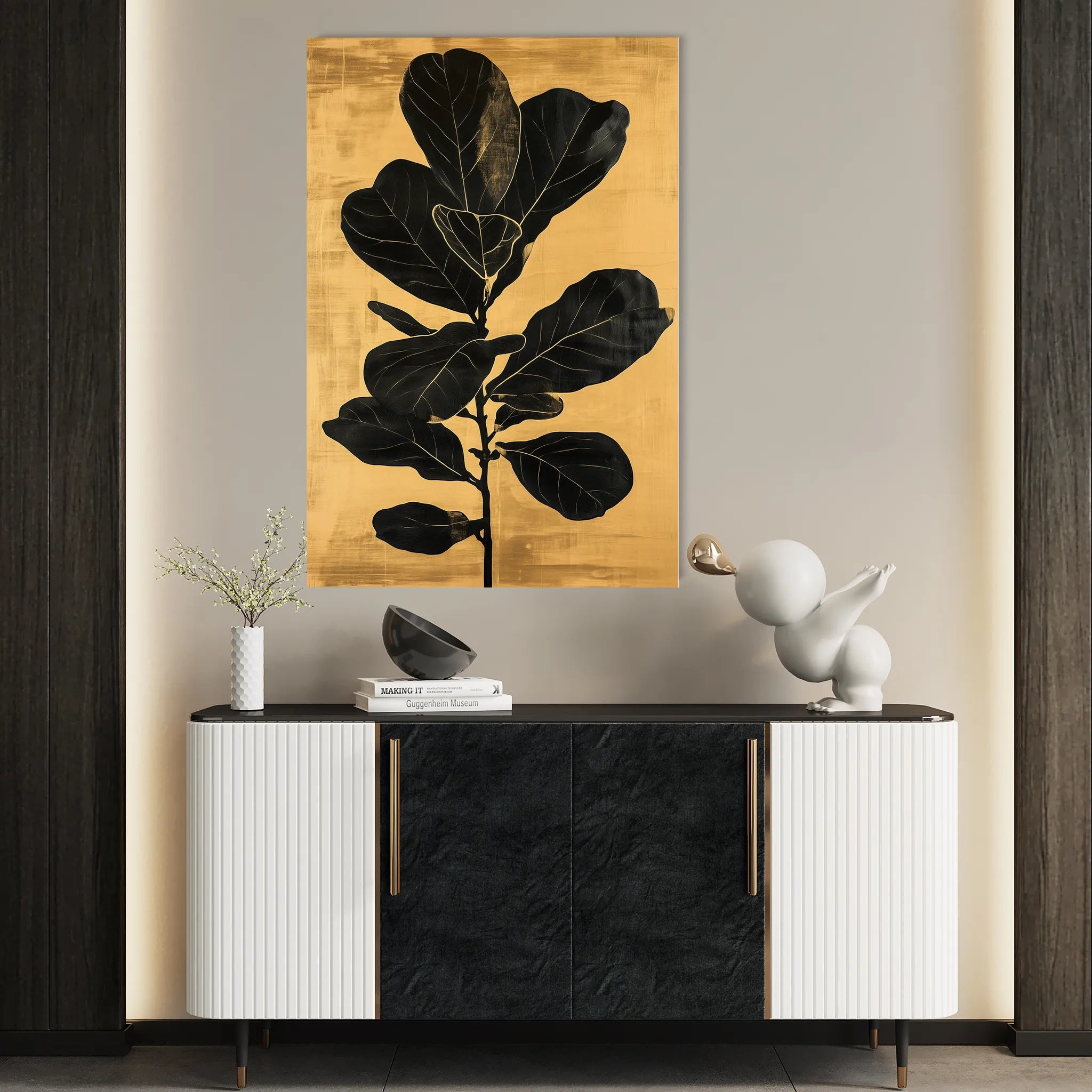 Floral 1556 Canvas Art 60 x 40 cm / Black