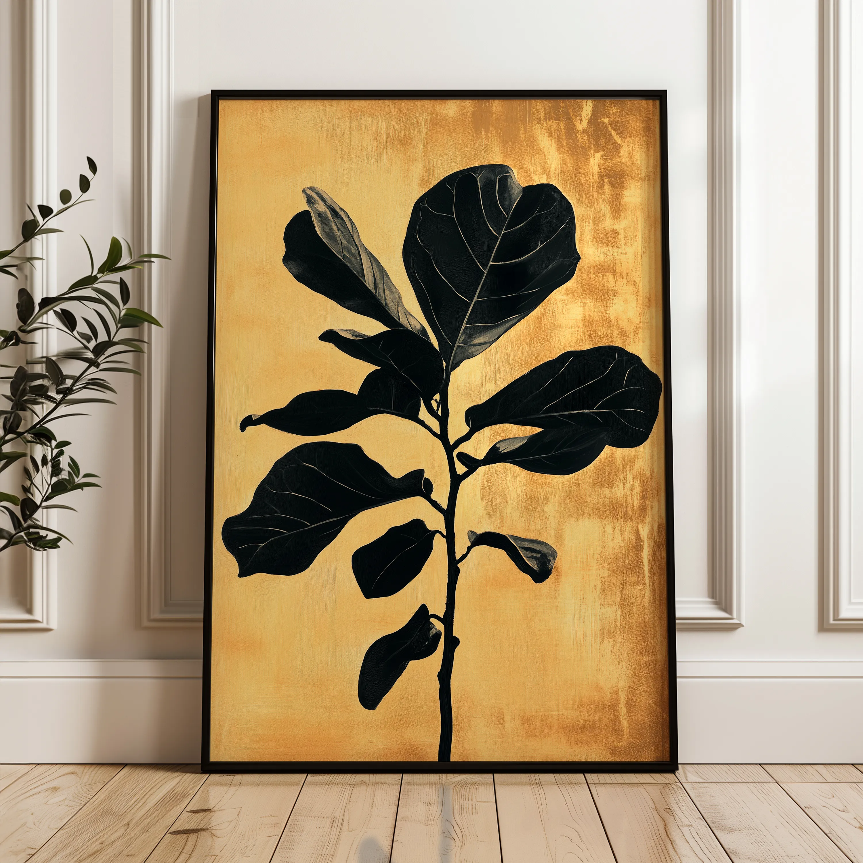 Floral 1557 Canvas Art 60 x 40 cm / Black