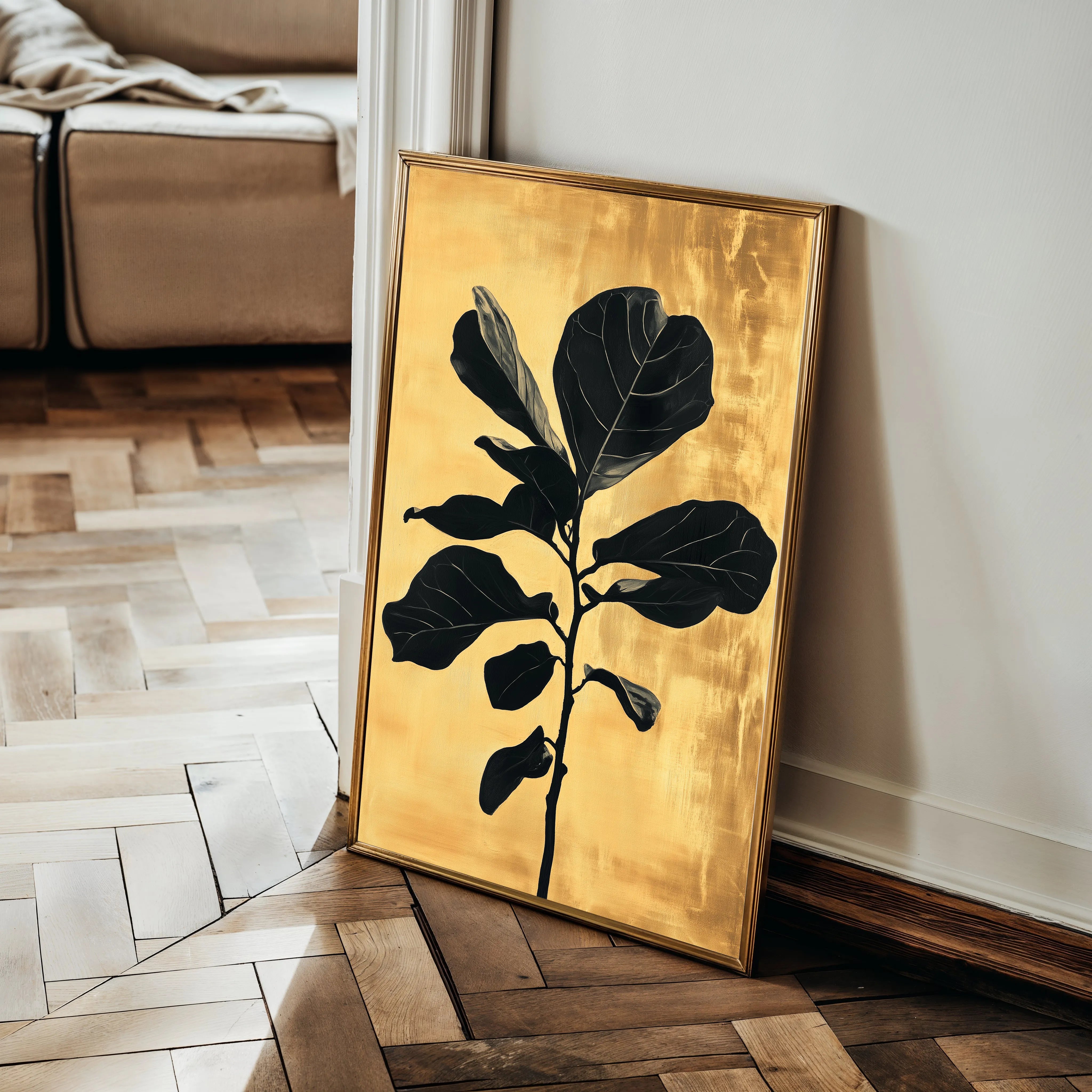 Floral 1557 Canvas Art 60 x 40 cm / Black