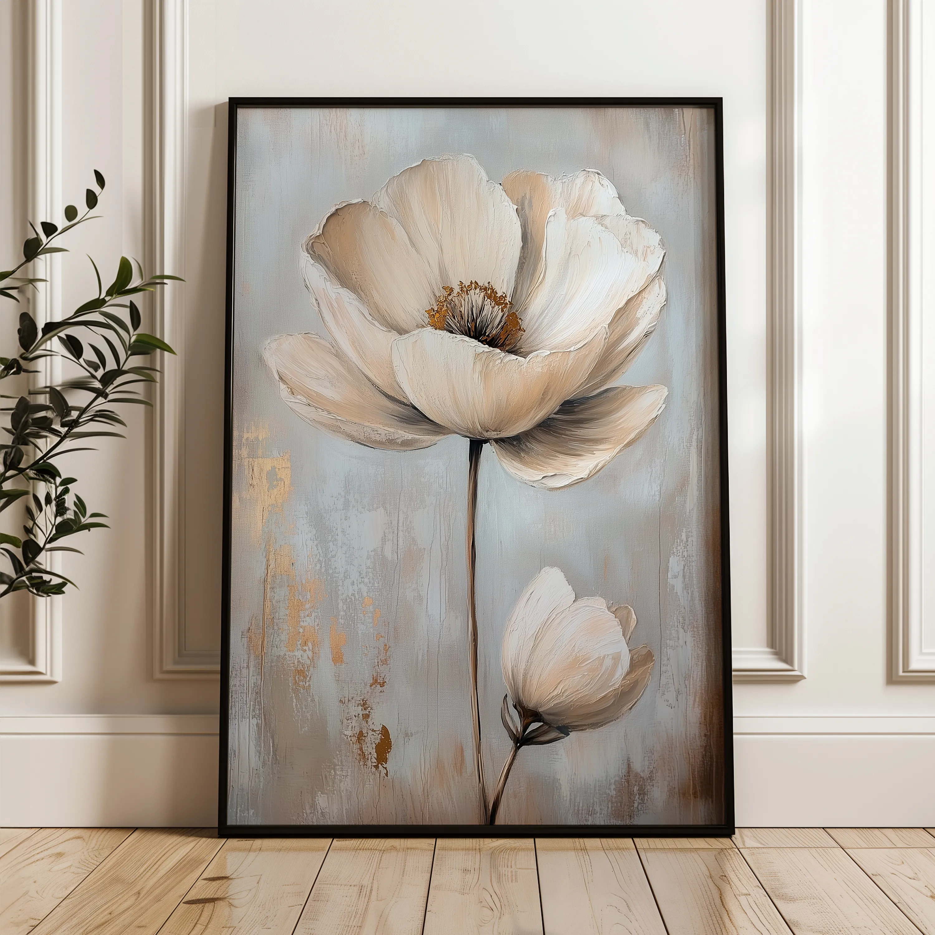 Floral 1558 Canvas Art 60 x 40 cm / Black