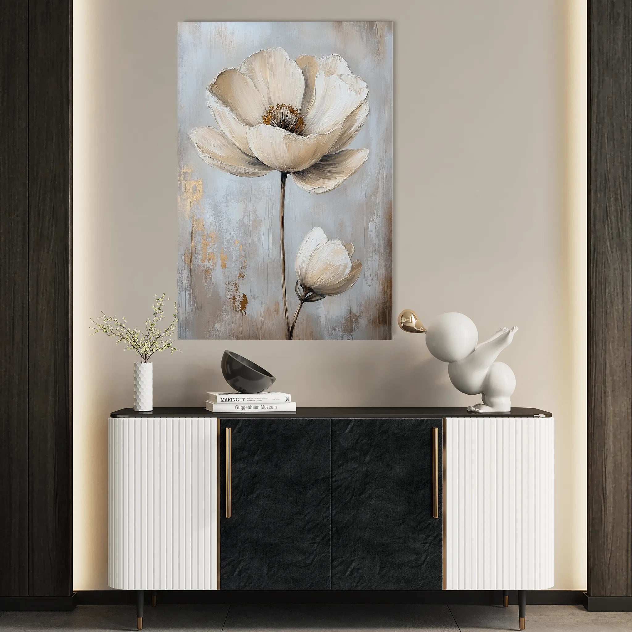Floral 1558 Canvas Art 60 x 40 cm / Black