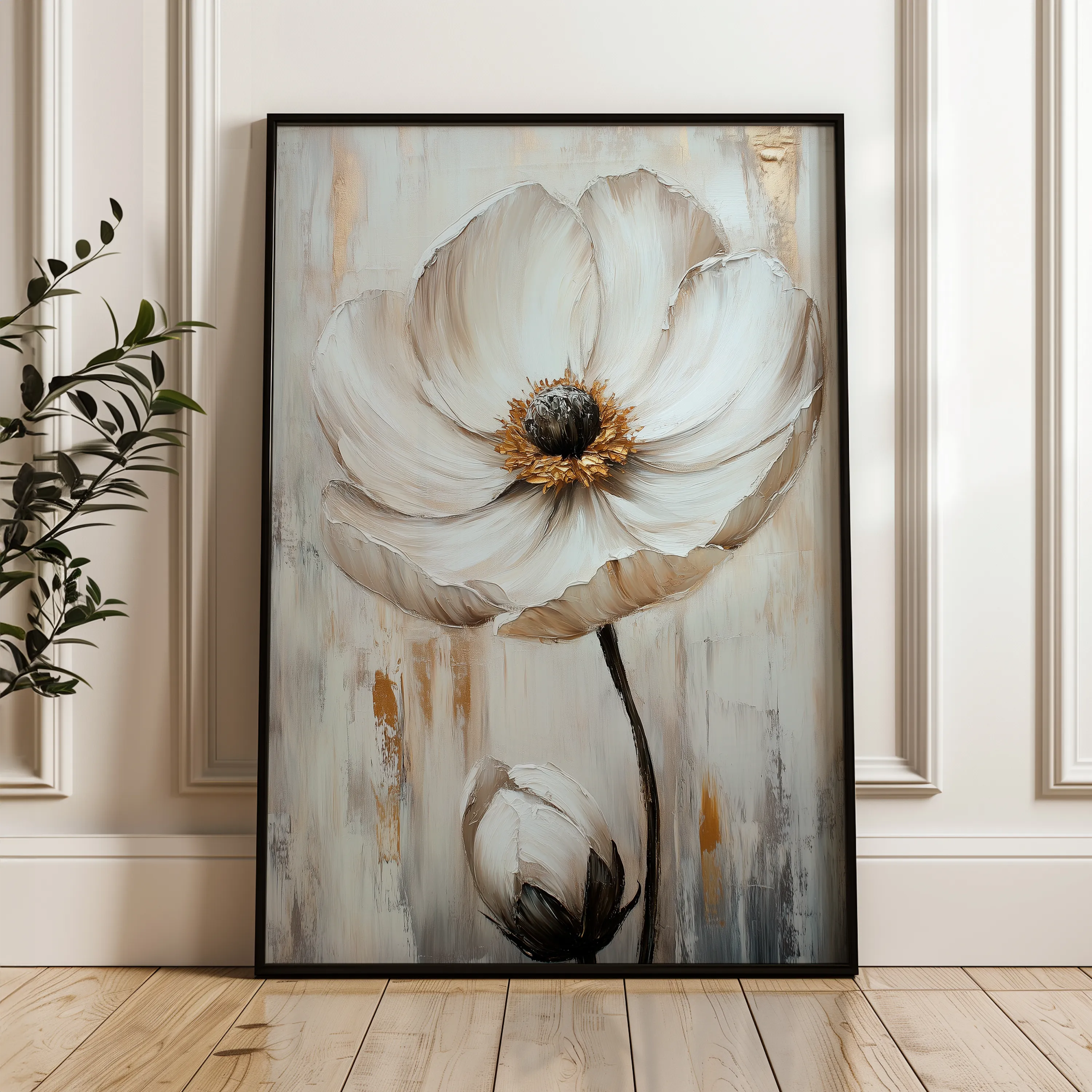 Floral 1559 Canvas Art 60 x 40 cm / Black