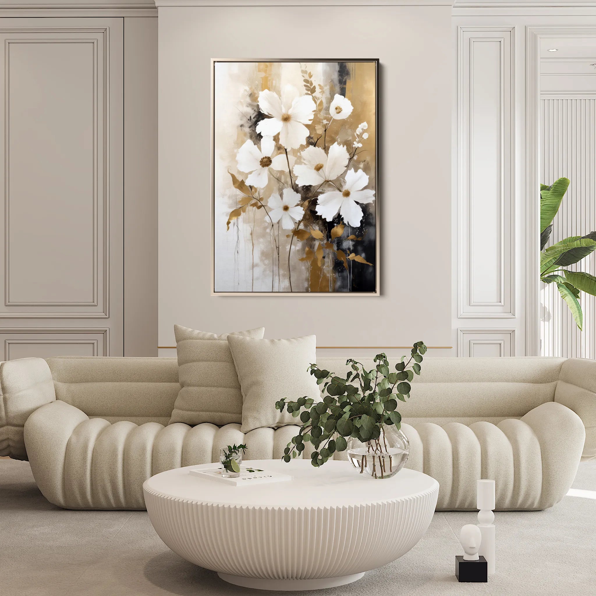 Floral 156 Canvas Art 60 x 40 cm / Black