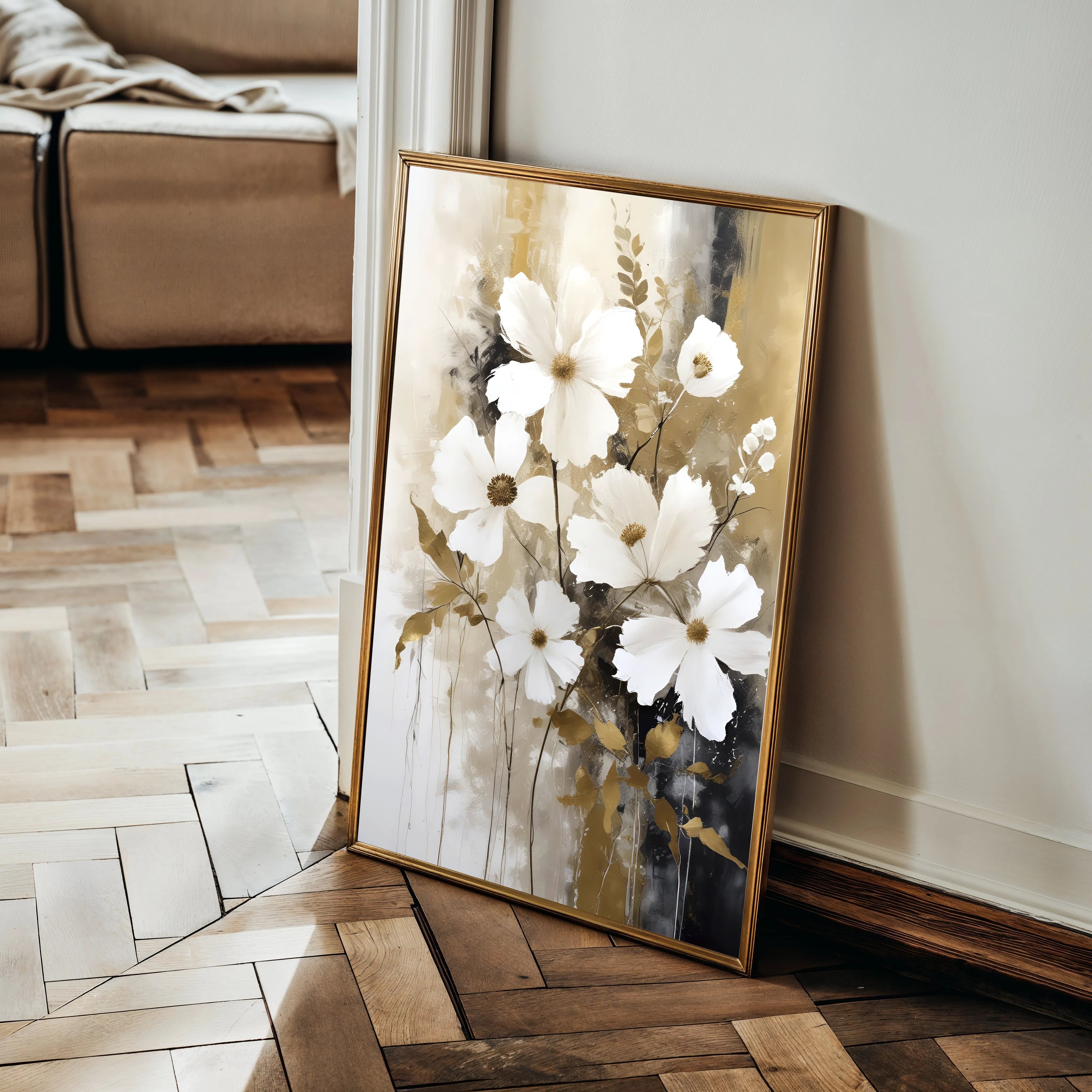 Floral 156 Canvas Art 60 x 40 cm / Black