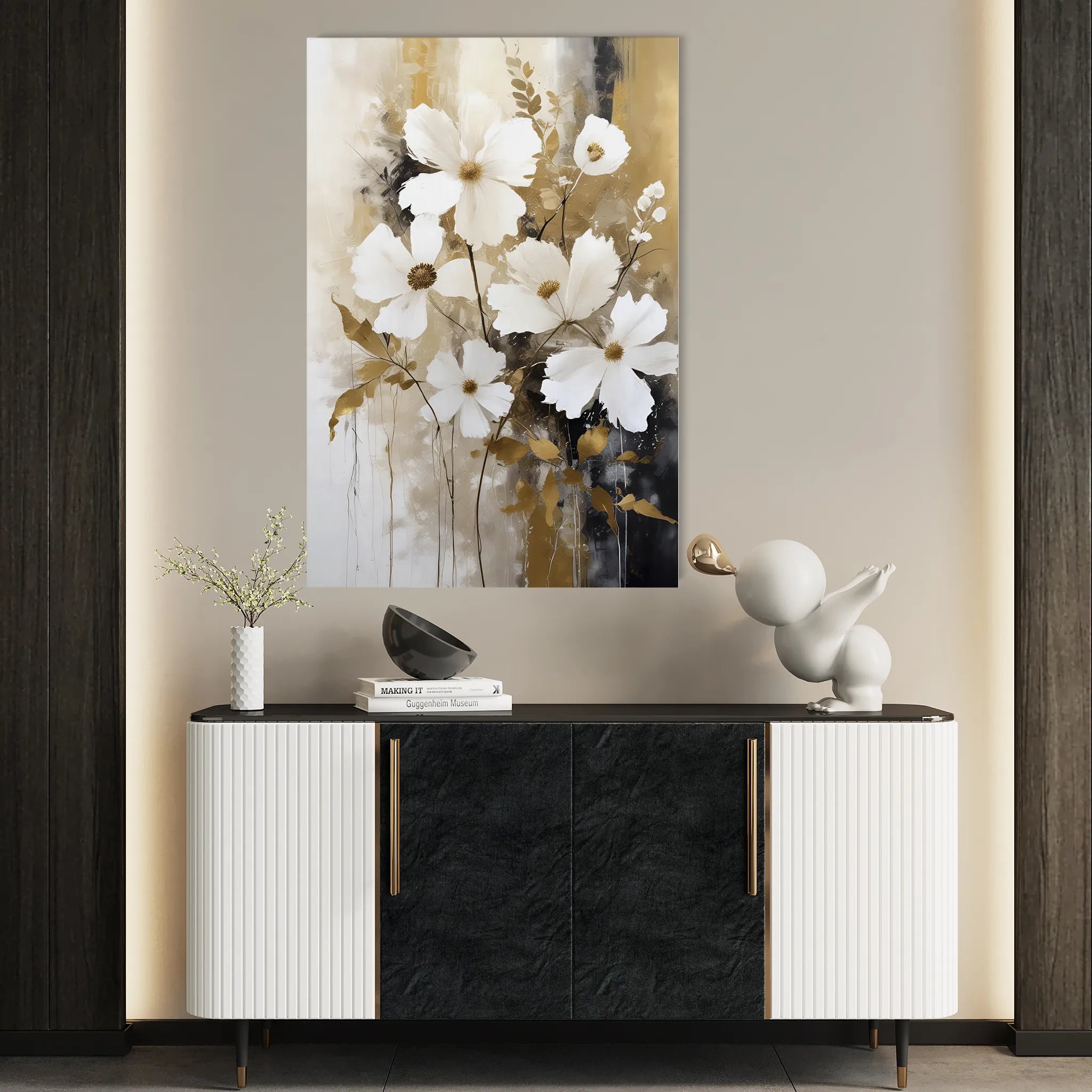 Floral 156 Canvas Art 60 x 40 cm / Black