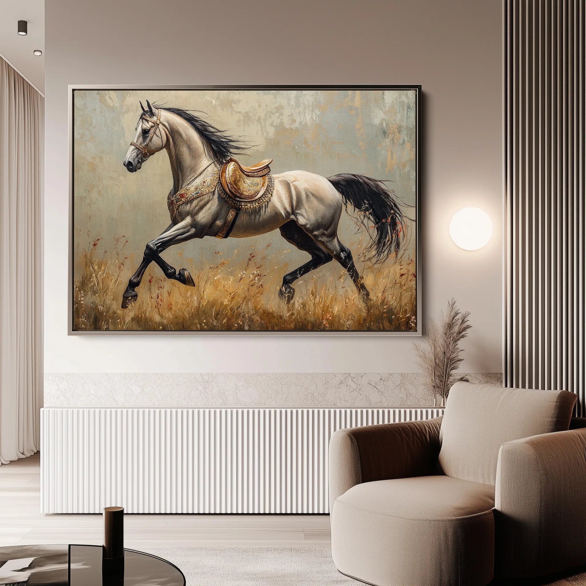 Horses 156 Canvas Art 60 x 40 cm / Black