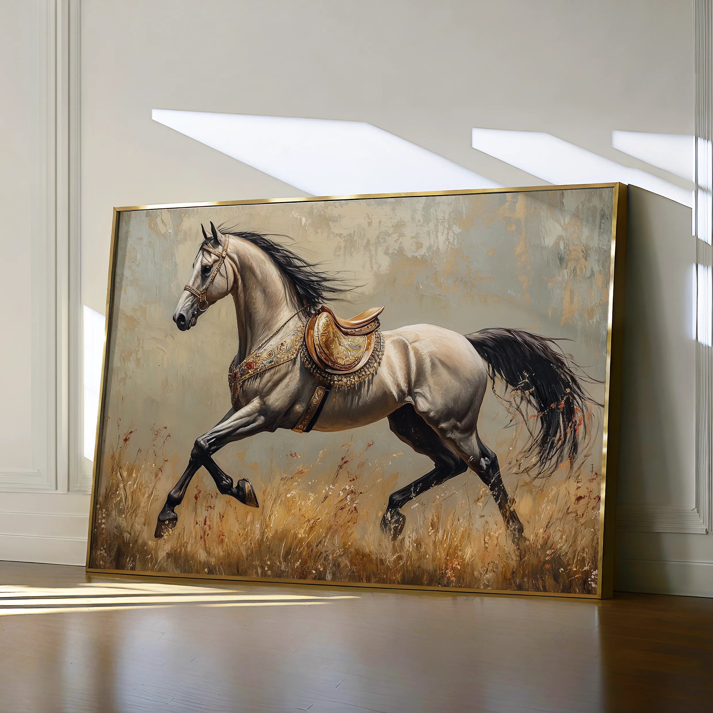 Horses 156 Canvas Art 60 x 40 cm / Black