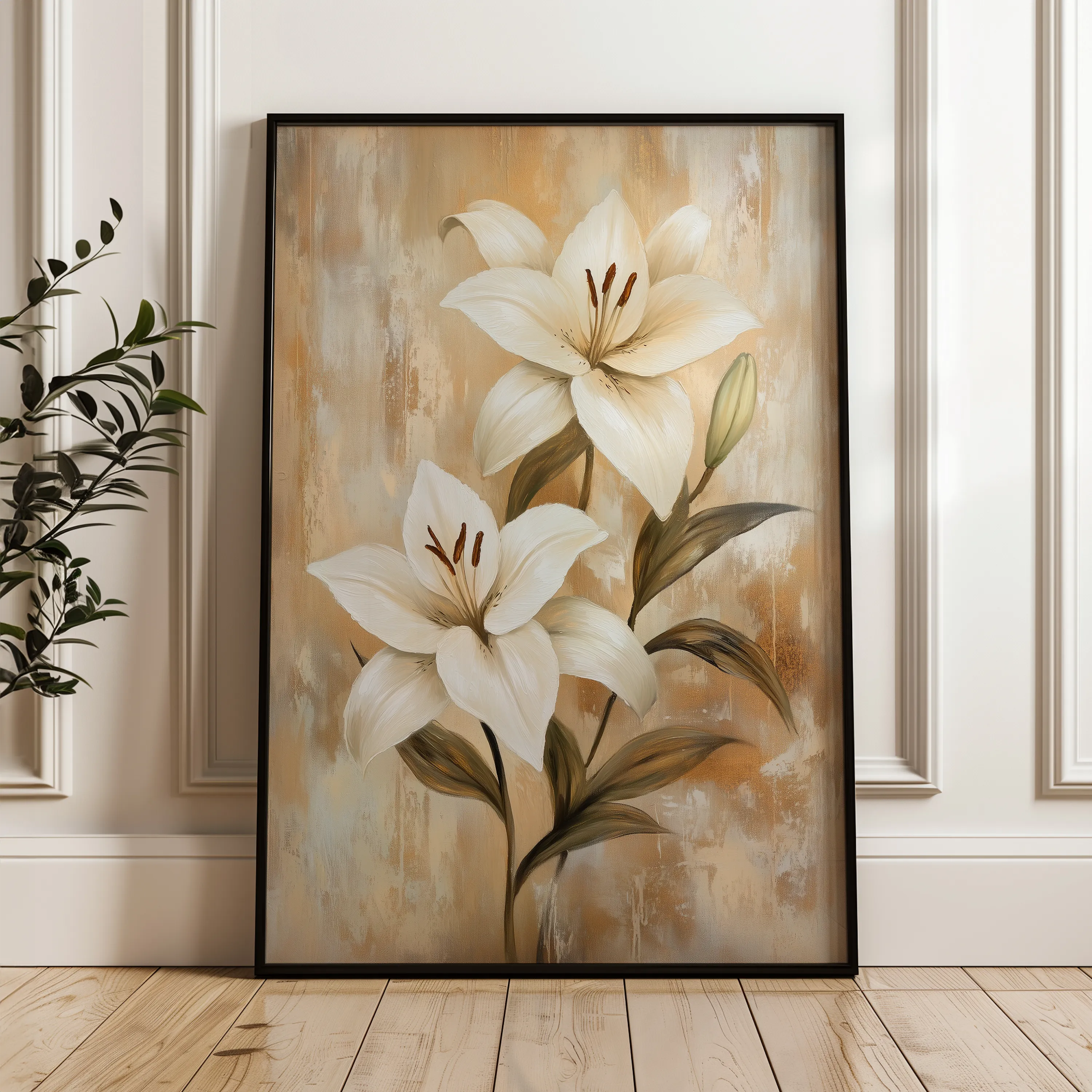 Floral 1560 Canvas Art 60 x 40 cm / Black