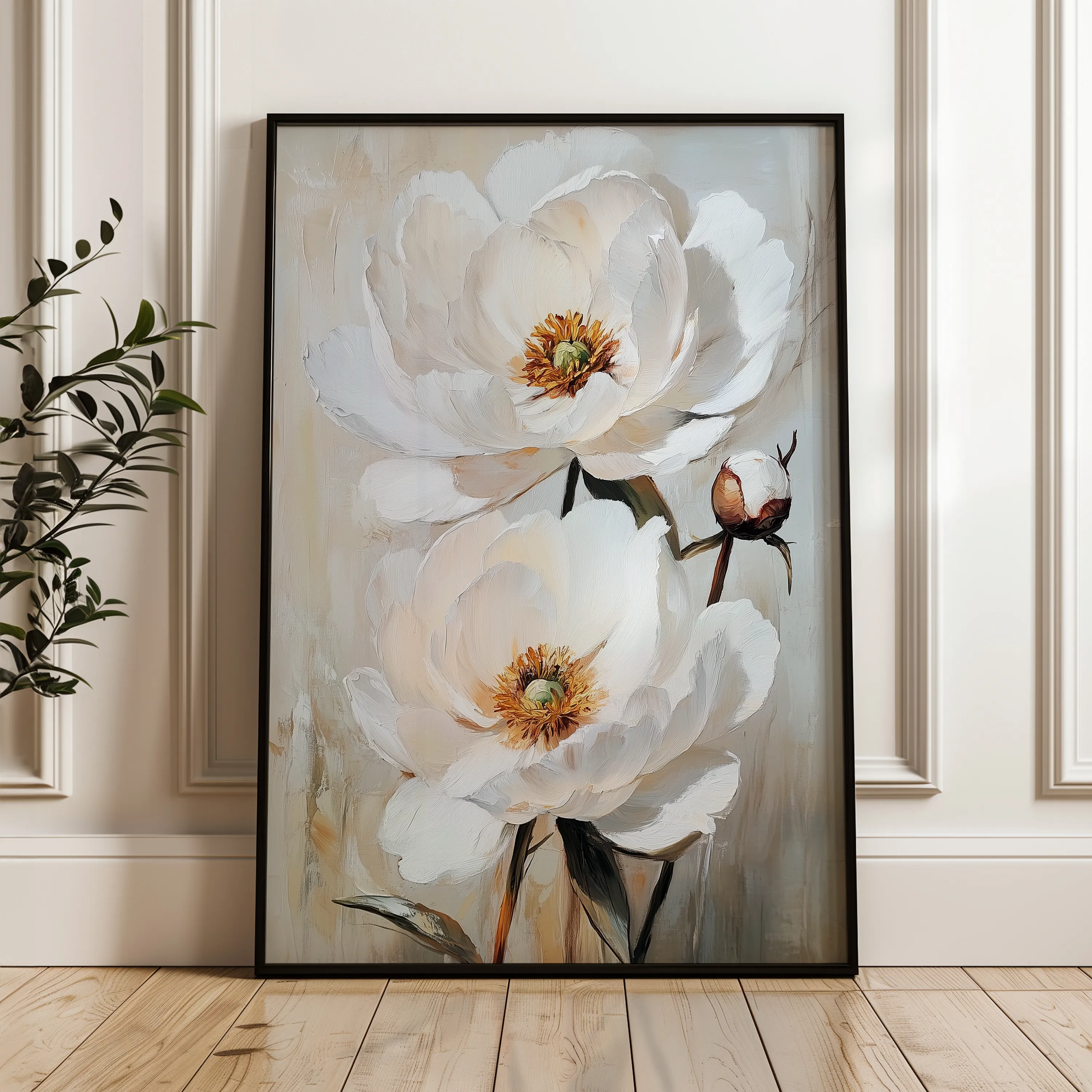 Floral 1562 Canvas Art 60 x 40 cm / Black