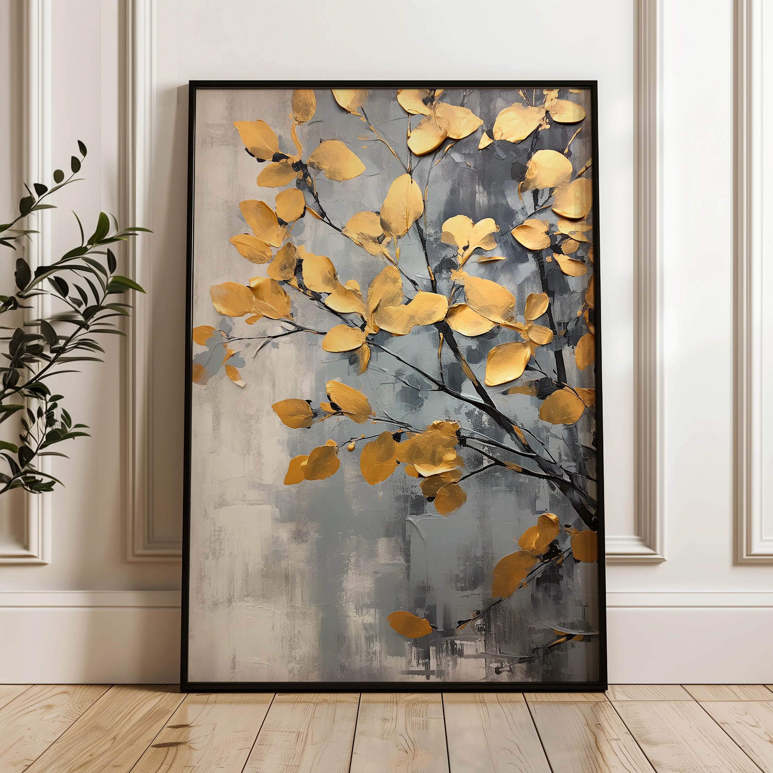 Floral 157 Canvas Art 60 x 40 cm / Black