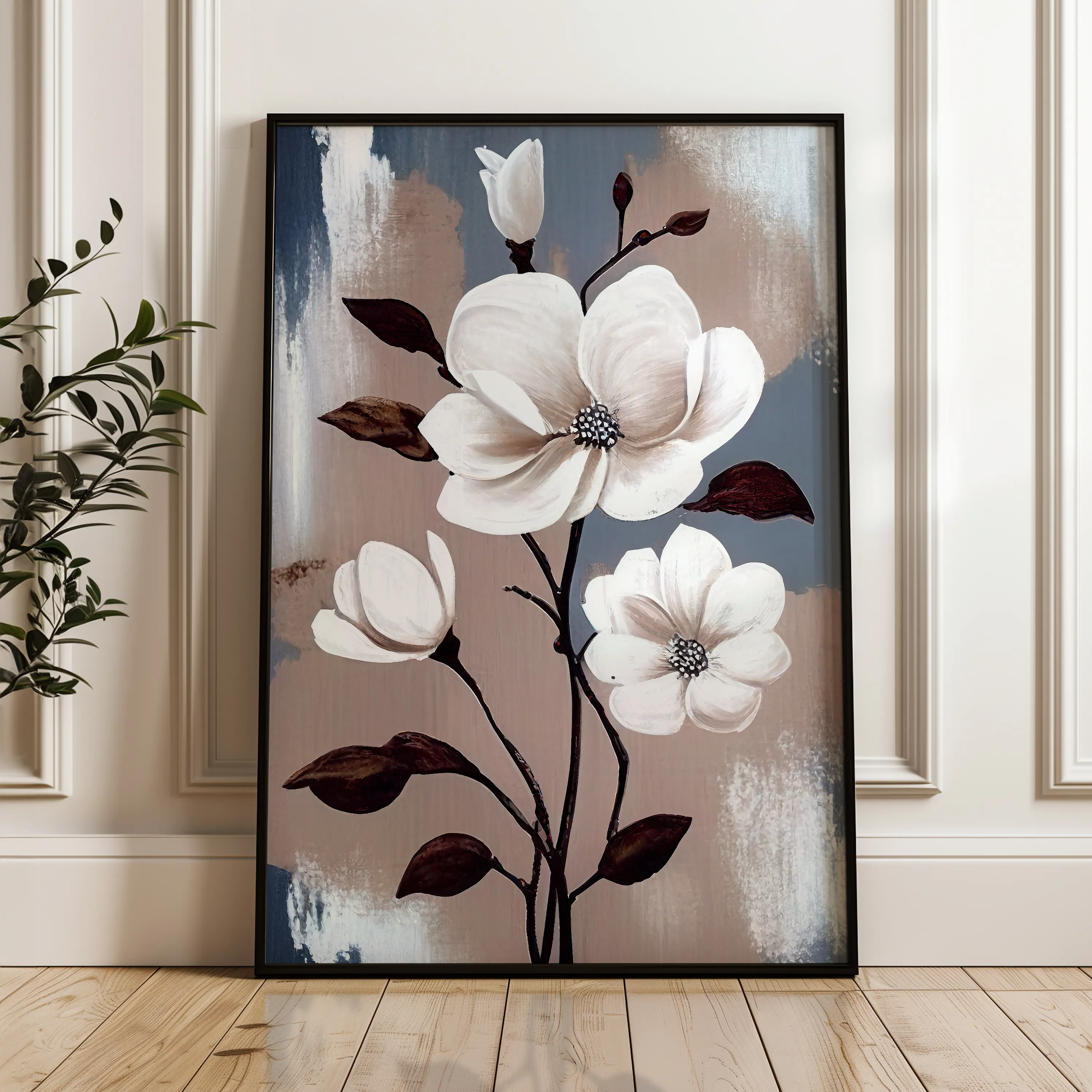 Floral 160 Canvas Art 60 x 40 cm / Black