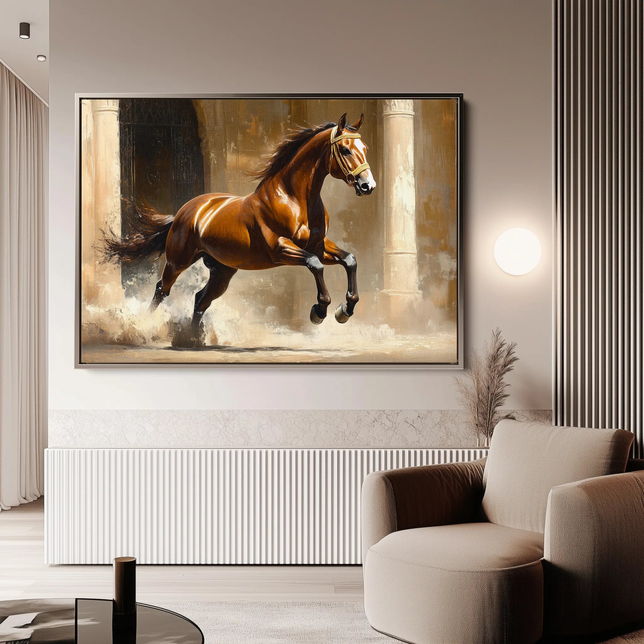 Horses 160 Canvas Art 60 x 40 cm / Black