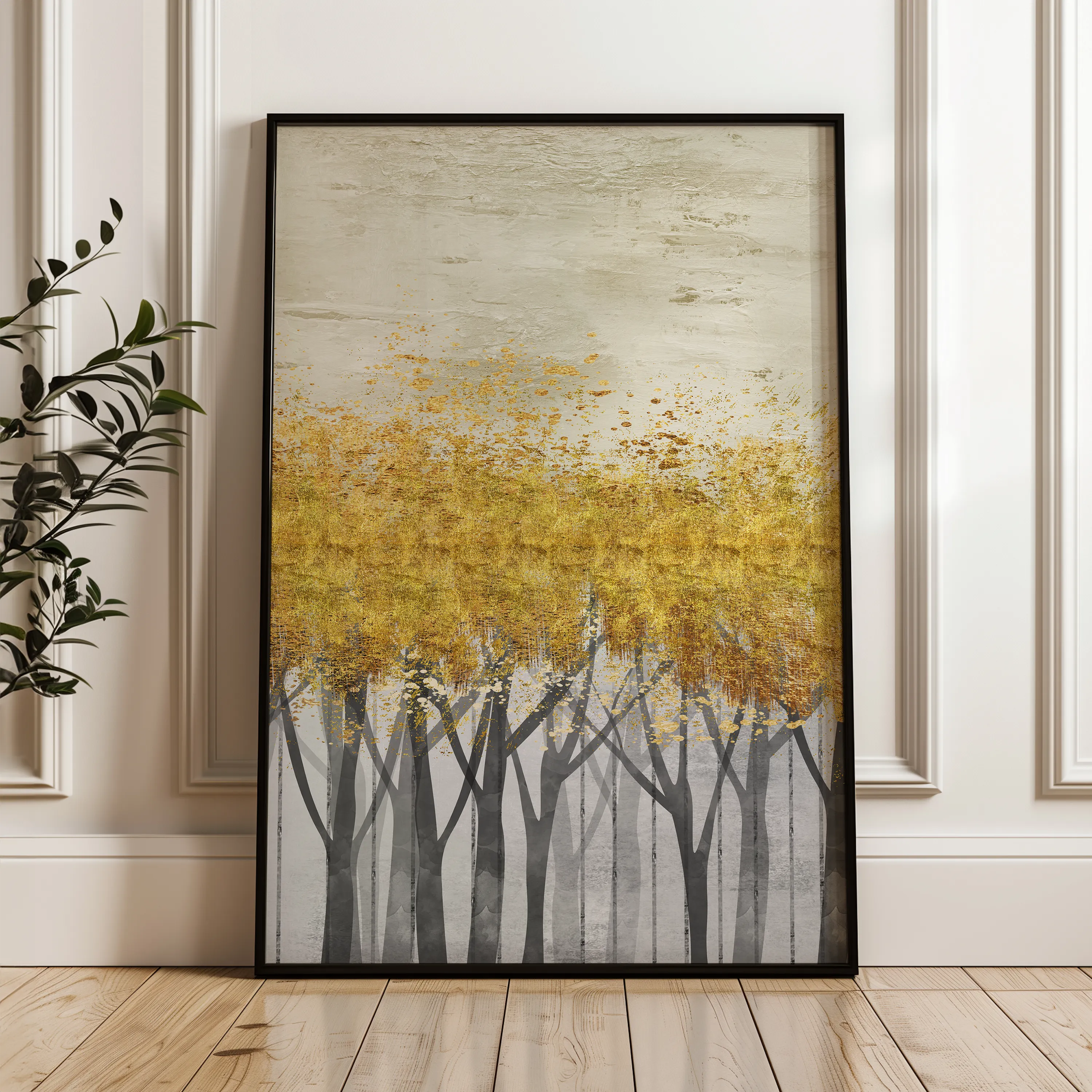 Floral 161 Canvas Art 60 x 40 cm / Black