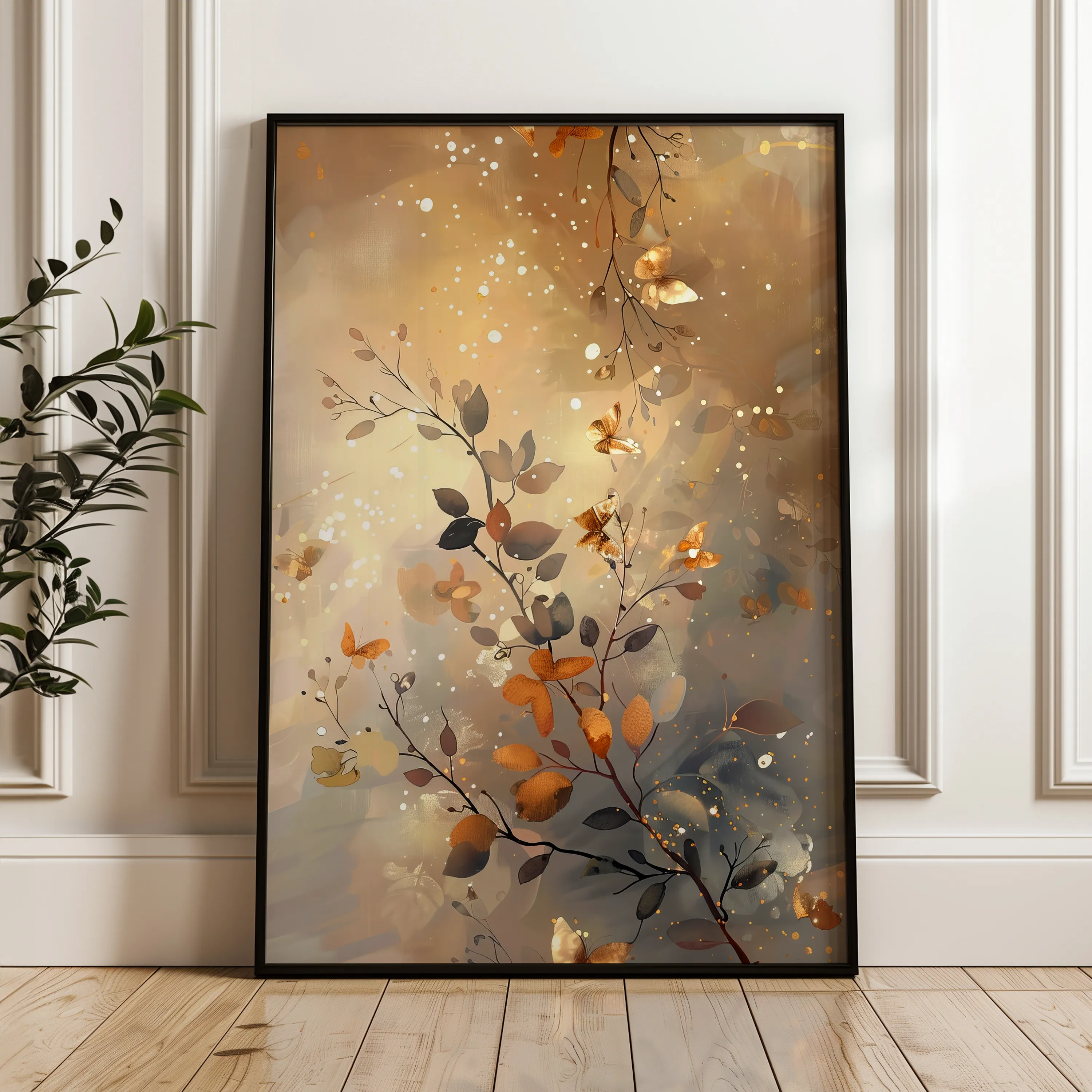 Floral 162 Canvas Art 60 x 40 cm / Black