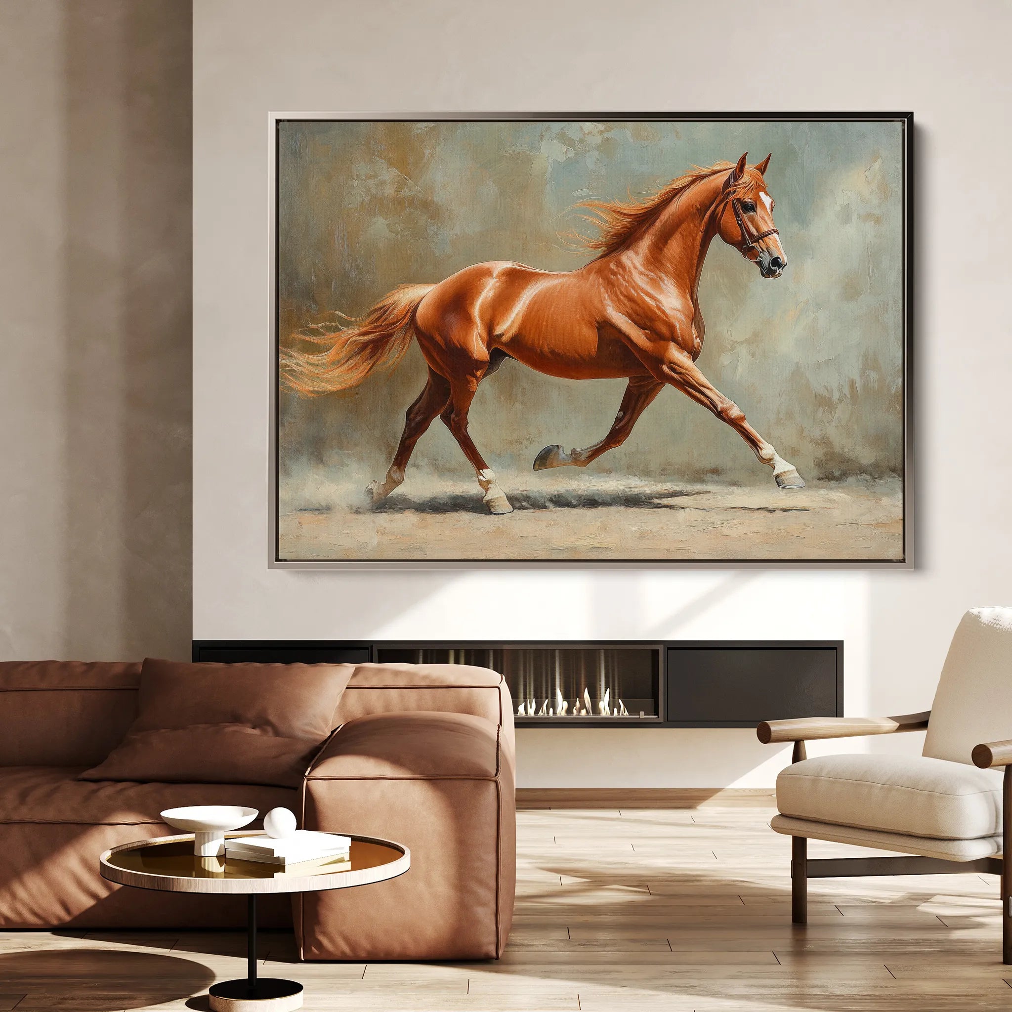 Horses 162 Canvas Art 60 x 40 cm / Black