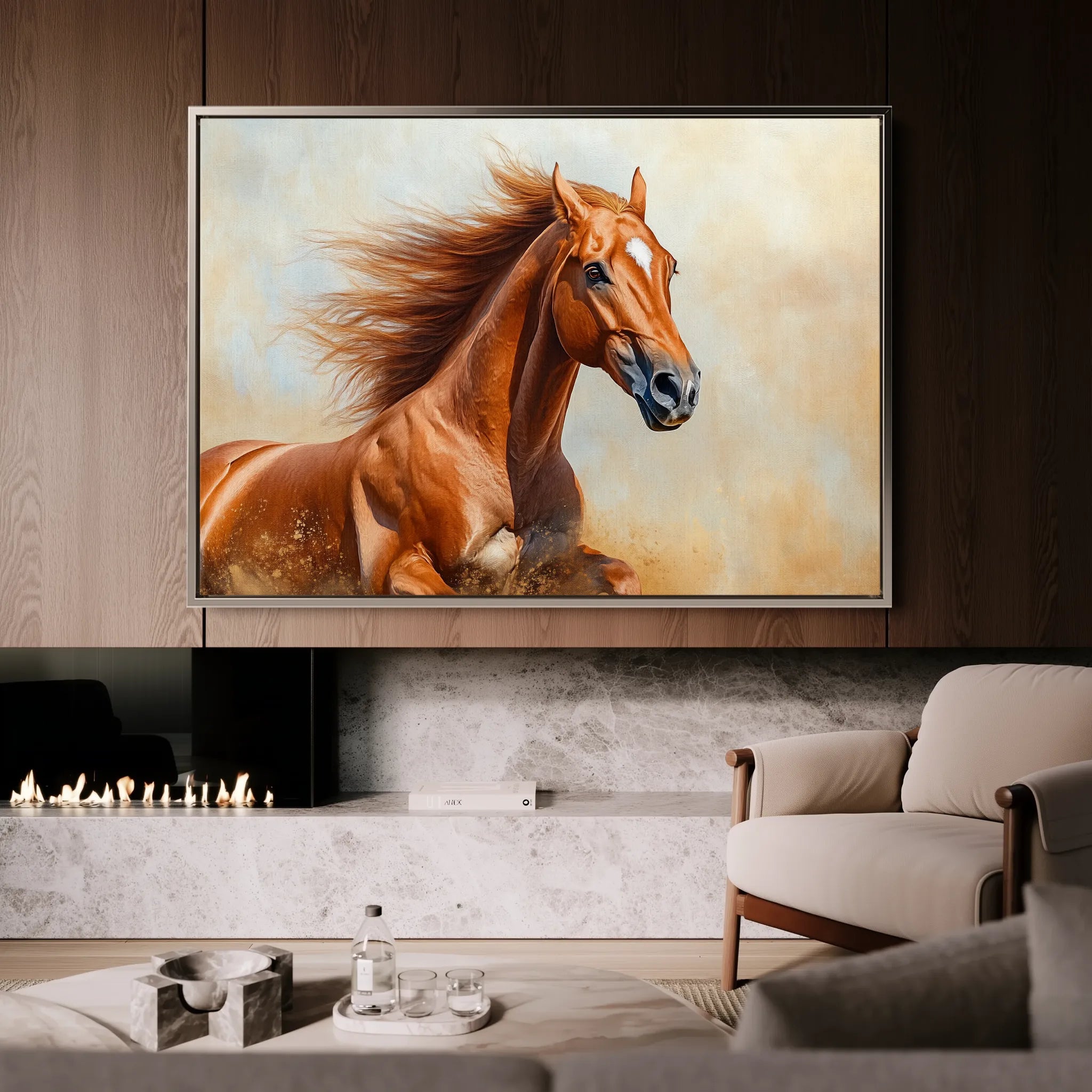 Horses 163 Canvas Art 60 x 40 cm / Black