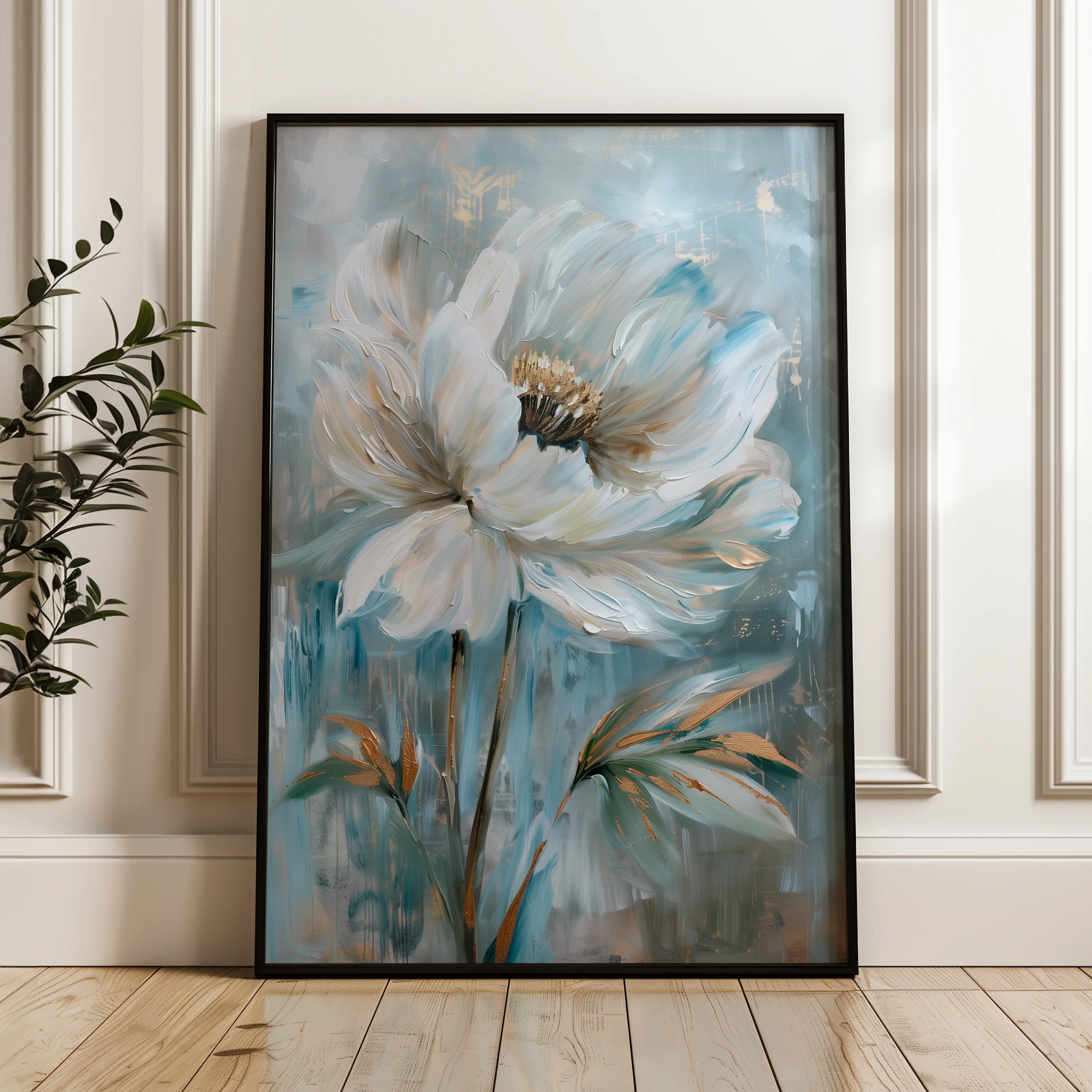 Floral 164 Canvas Art 60 x 40 cm / Black