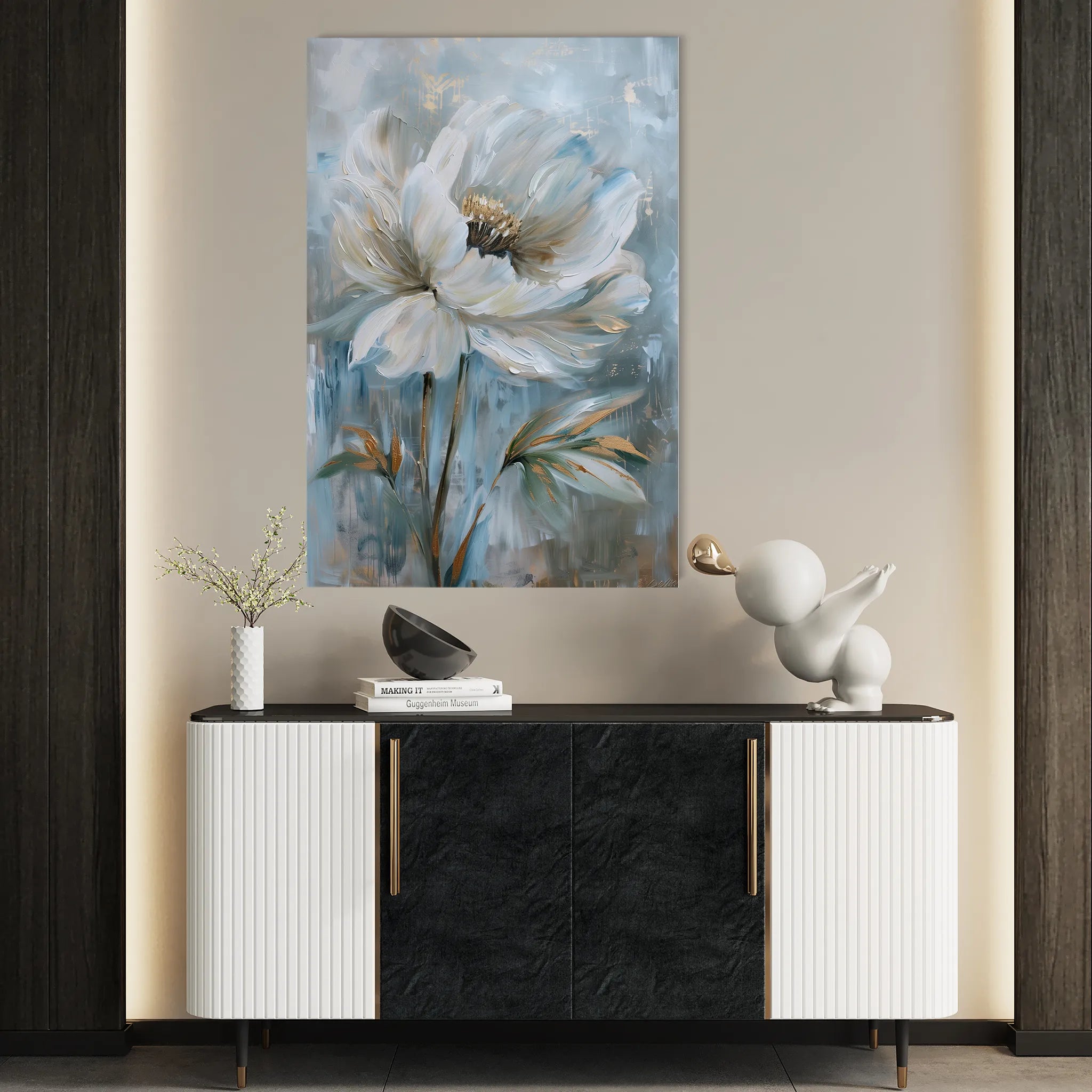 Floral 164 Canvas Art 60 x 40 cm / Black