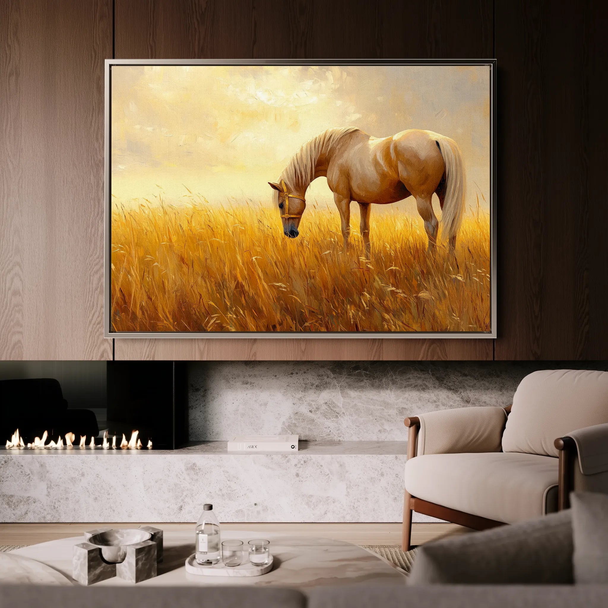 Horses 164 Canvas Art 60 x 40 cm / Black