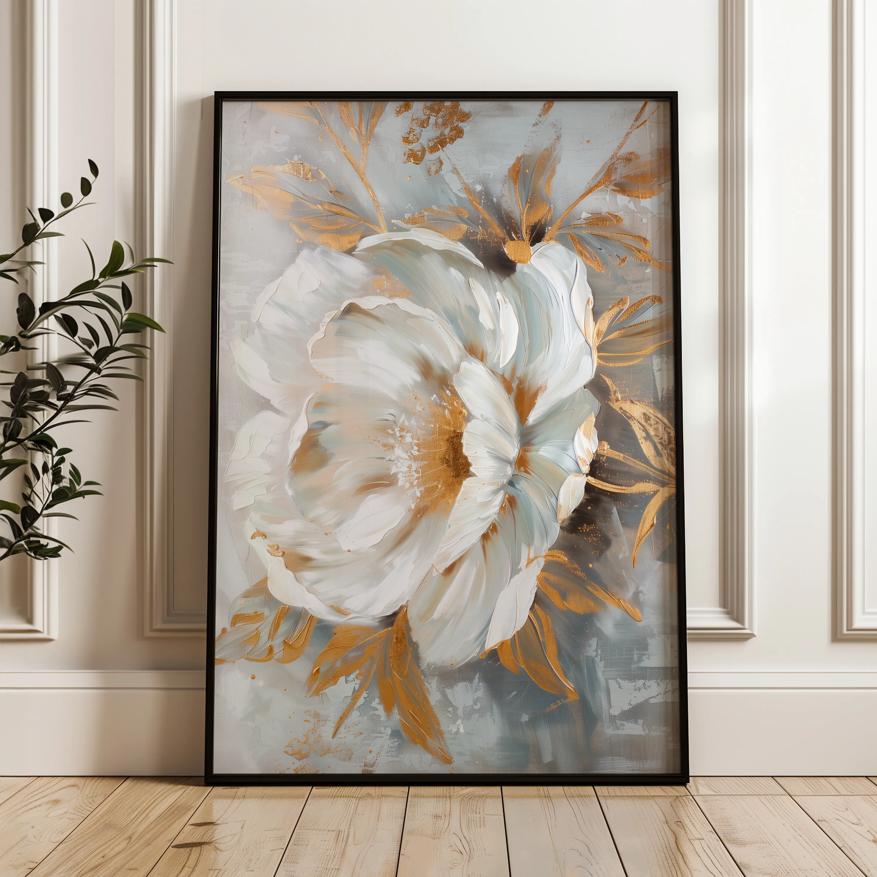 Floral 165 Canvas Art 60 x 40 cm / Black