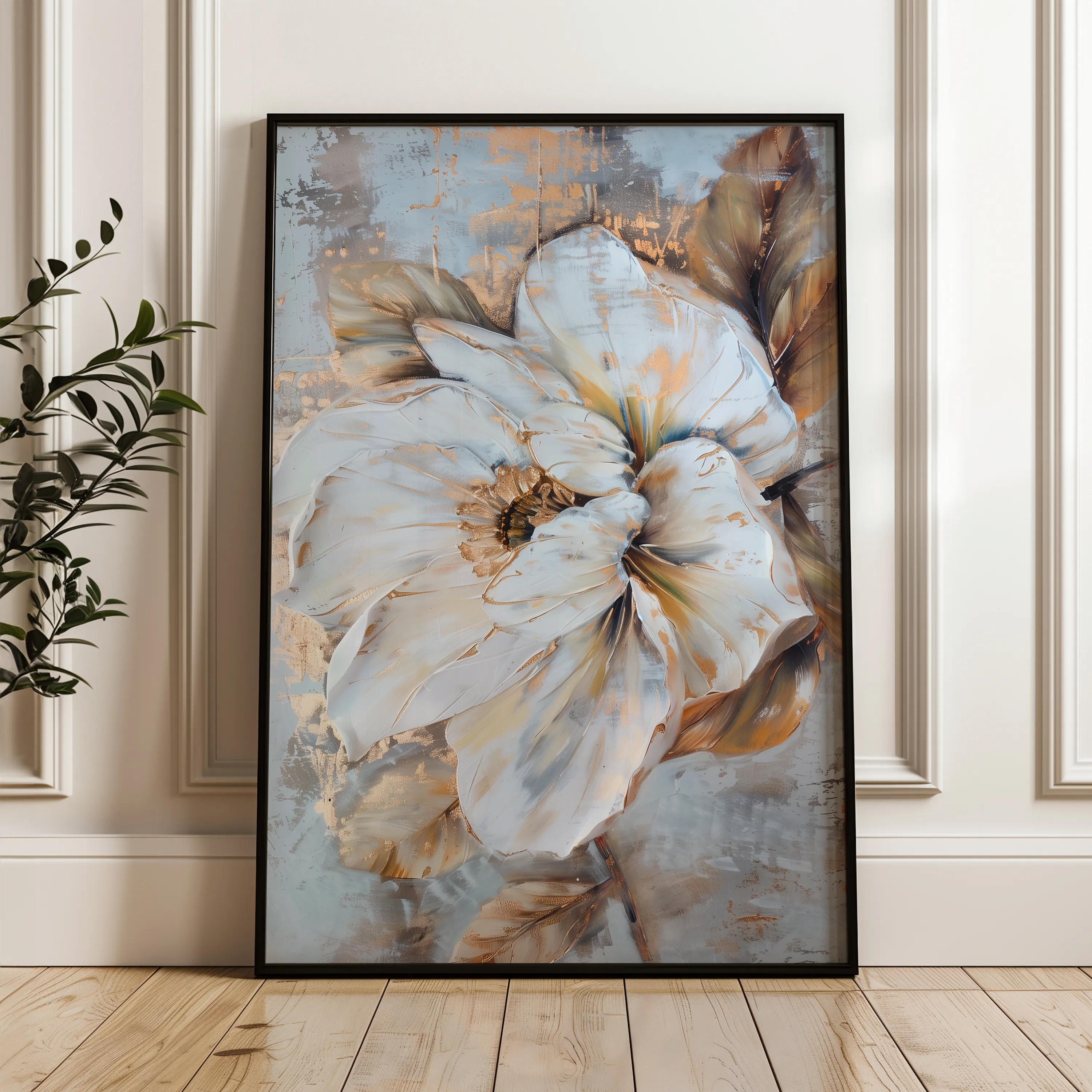 Floral 166 Canvas Art 60 x 40 cm / Black